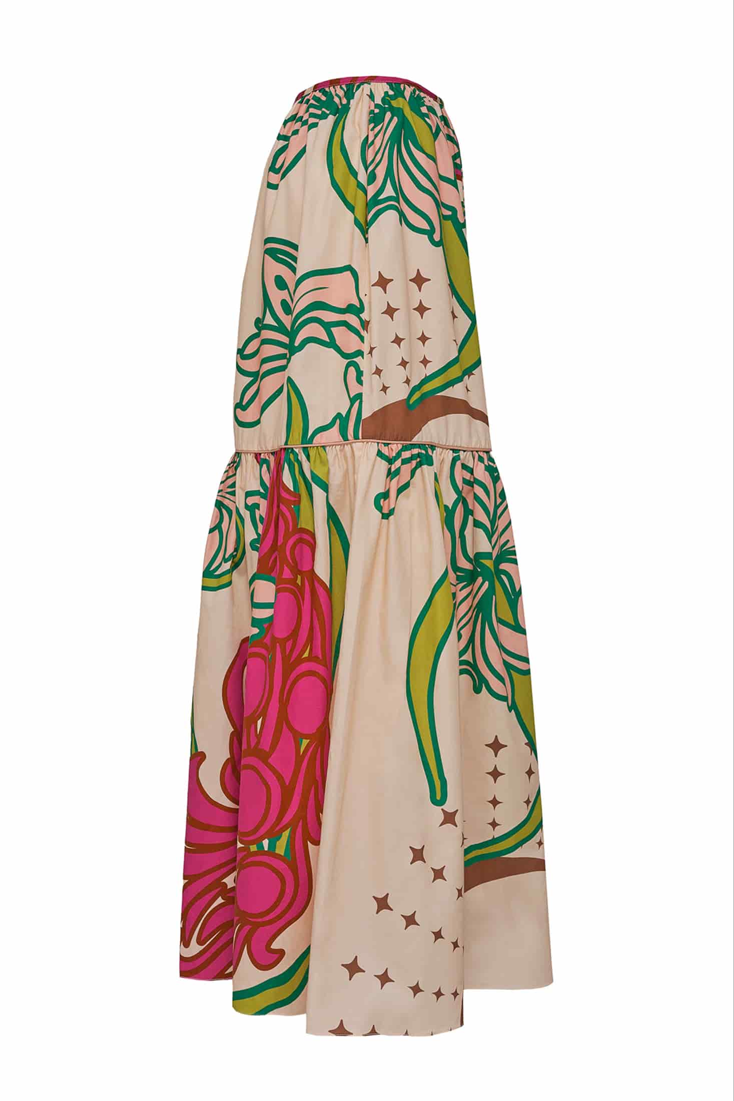 Ornella Cotton Maxi Skirt / Beige Moon Garden - miniatura 3