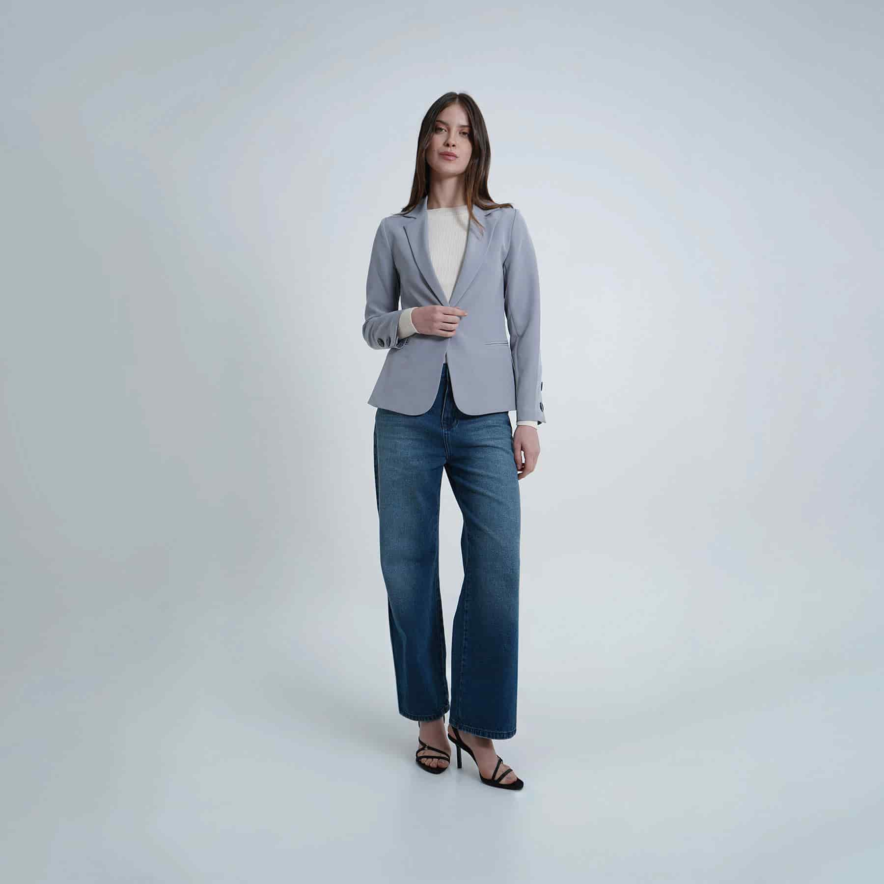Chaqueta blazer básico con solapa y botones - miniatura 2