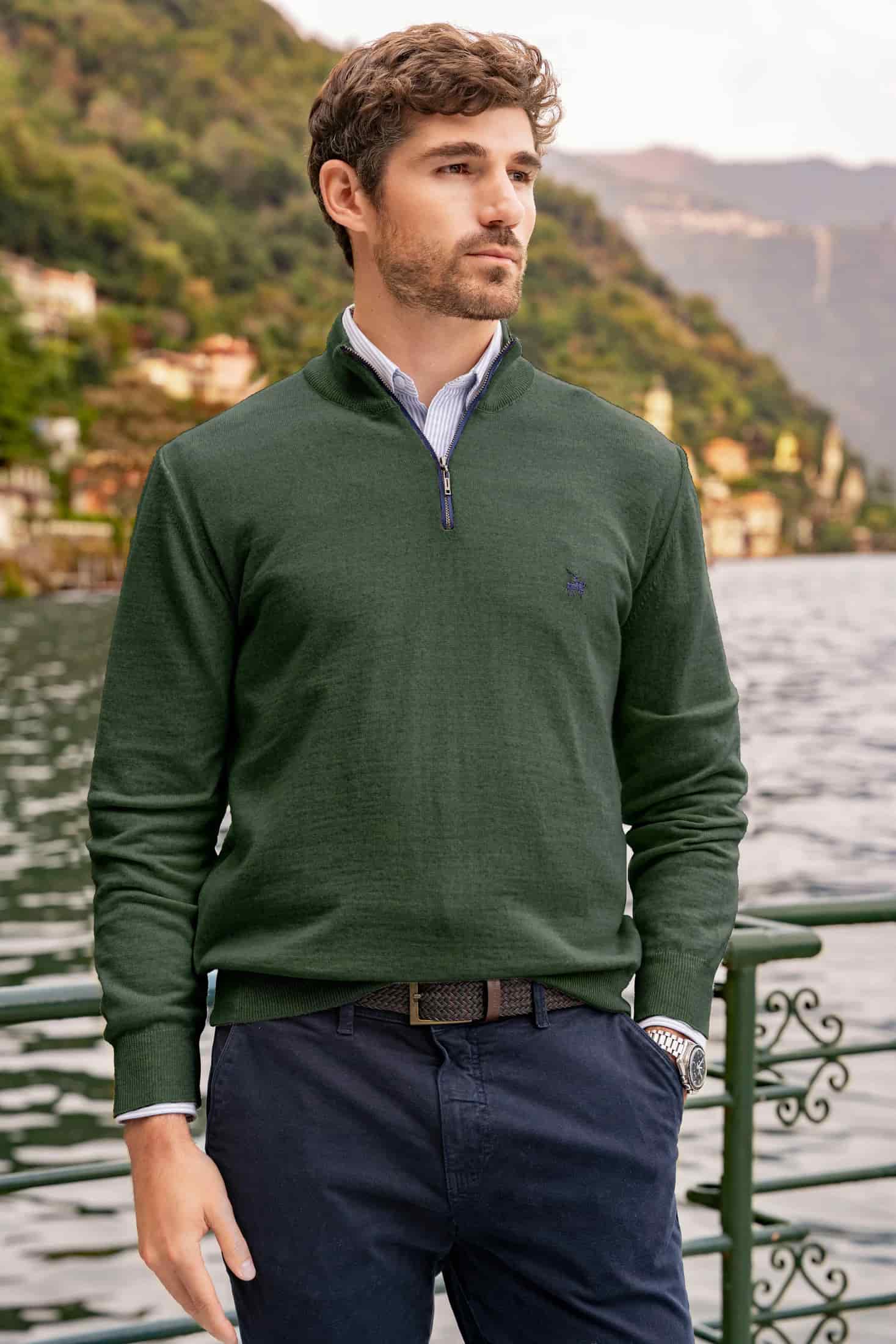 Suéter Halfzip Merino Verde - miniatura 2