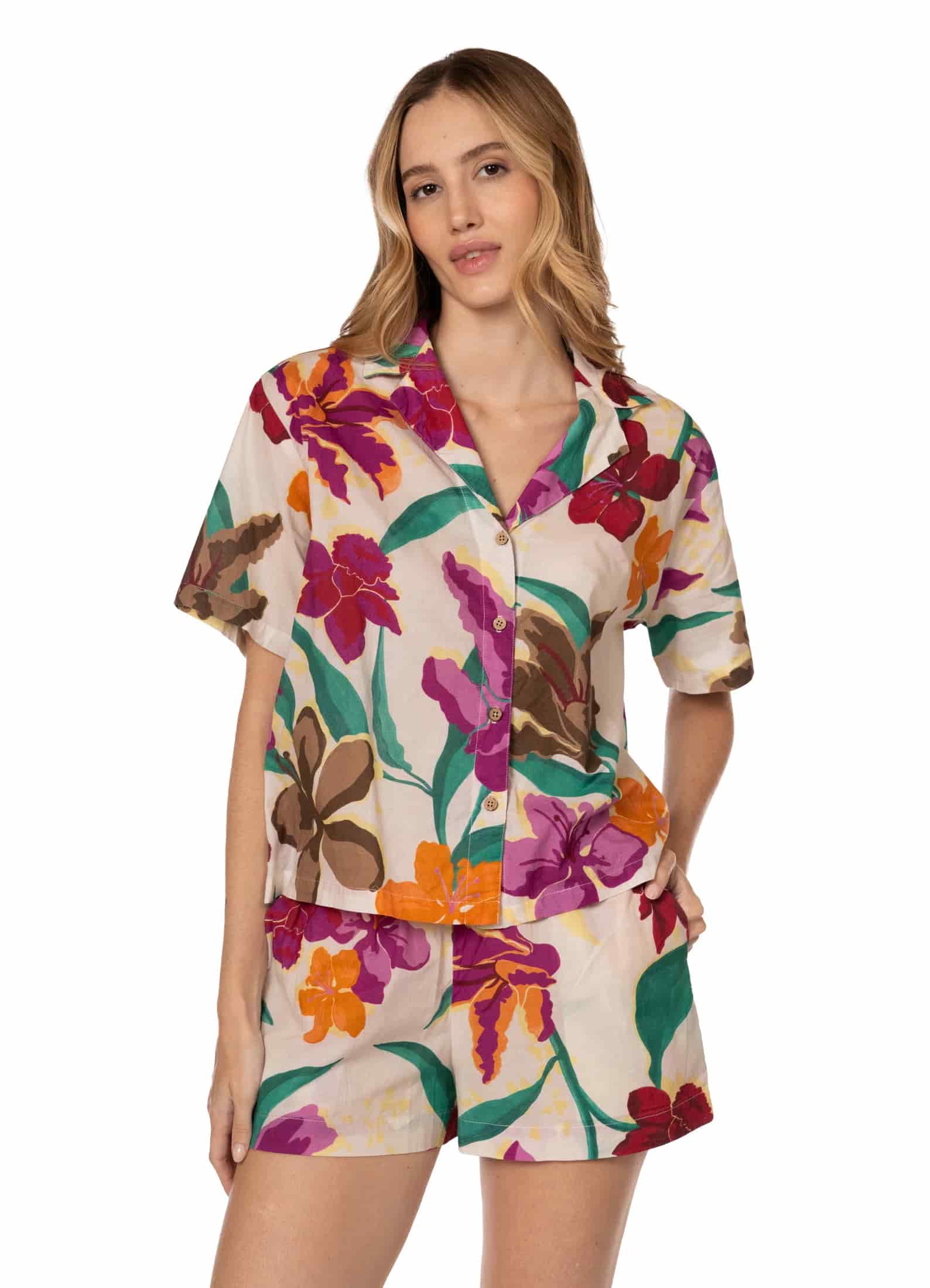 FLOWERS PIJAMA SET SHORT 23167 - miniatura 2