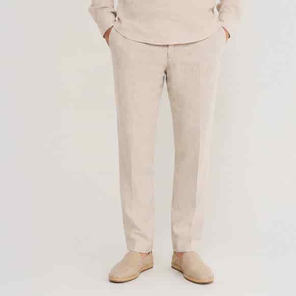 PANTALON CON PRETINA 100% LINO HOMBRE - miniatura 1