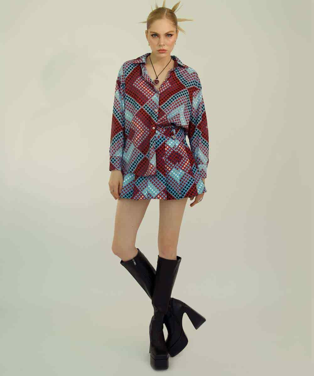 Pleated Mini Skirt in Blueprint - miniatura 1