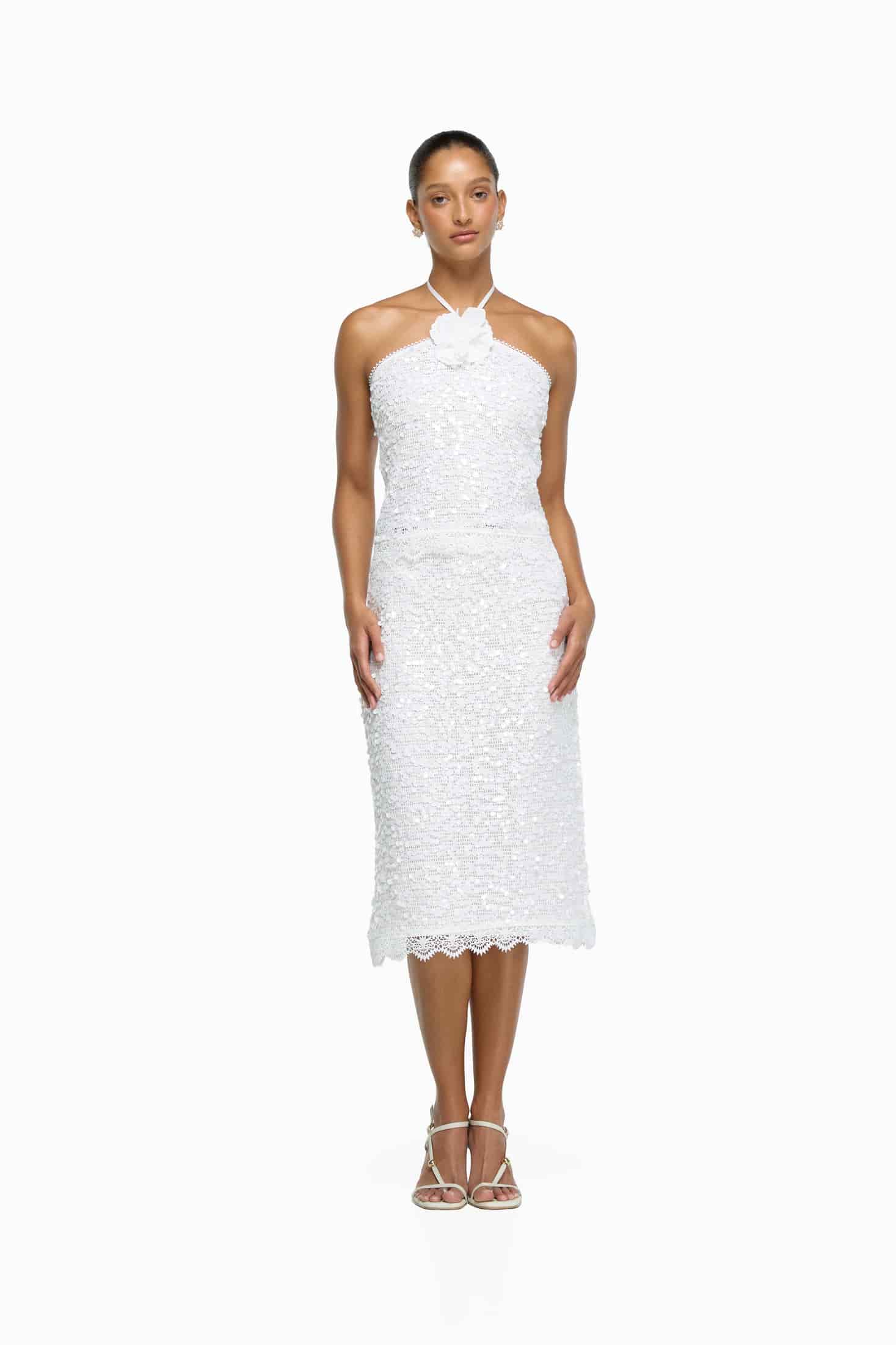 PEARLETTE MIDI SKIRT WHITE - miniatura 1