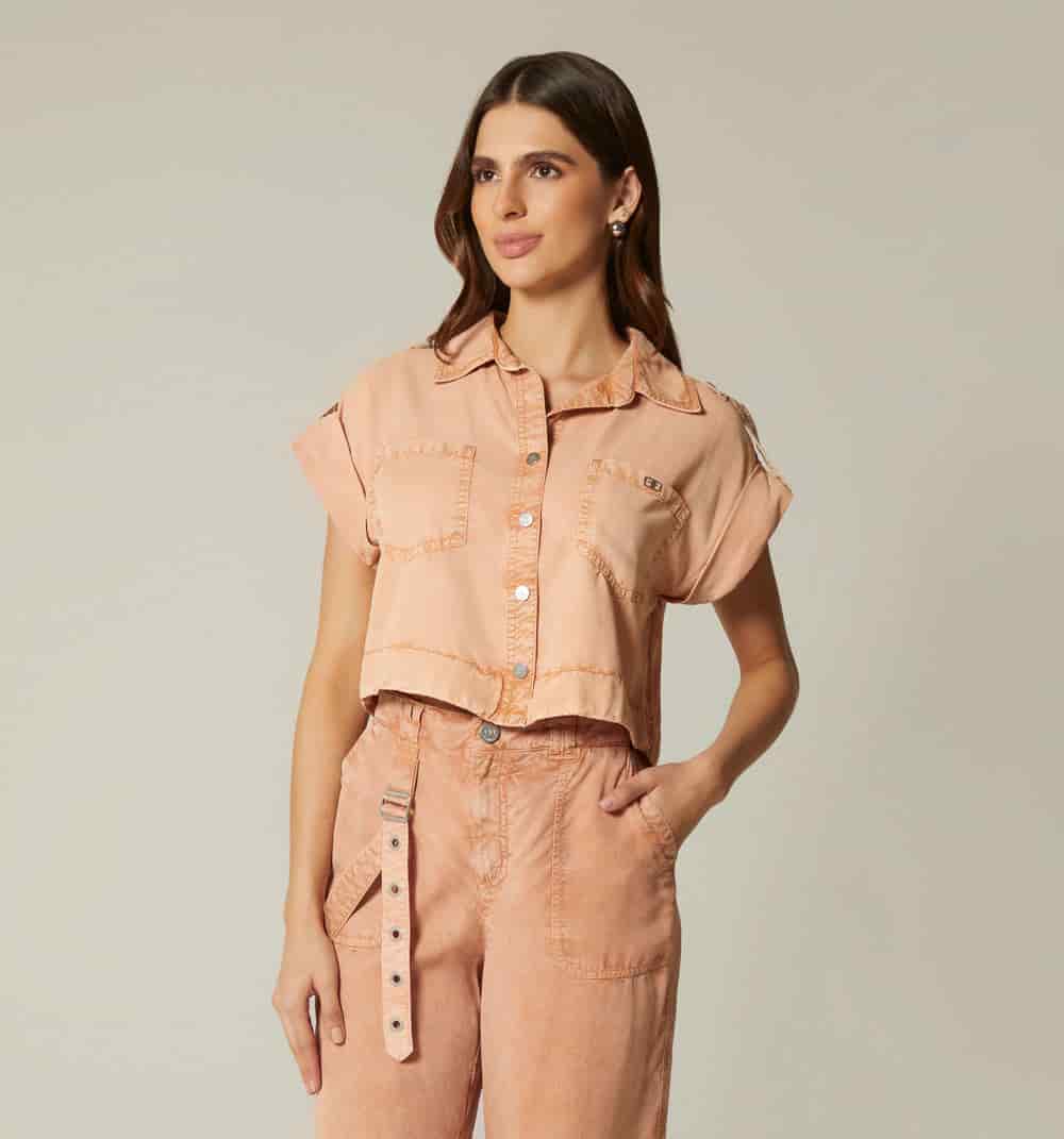Blusa manga sisa con charreteras - miniatura 2