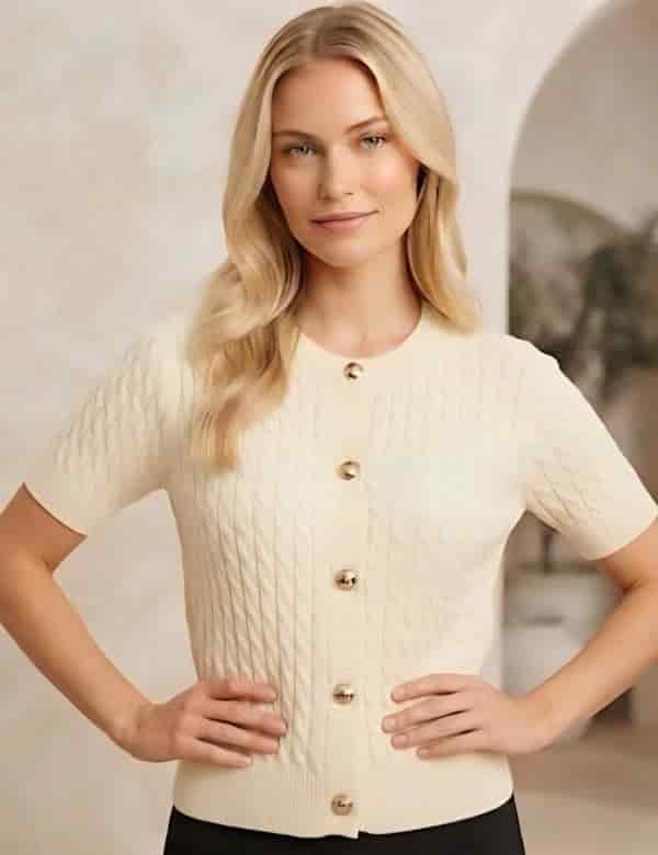 Blusa Tejida Botón Dorado - miniatura 3