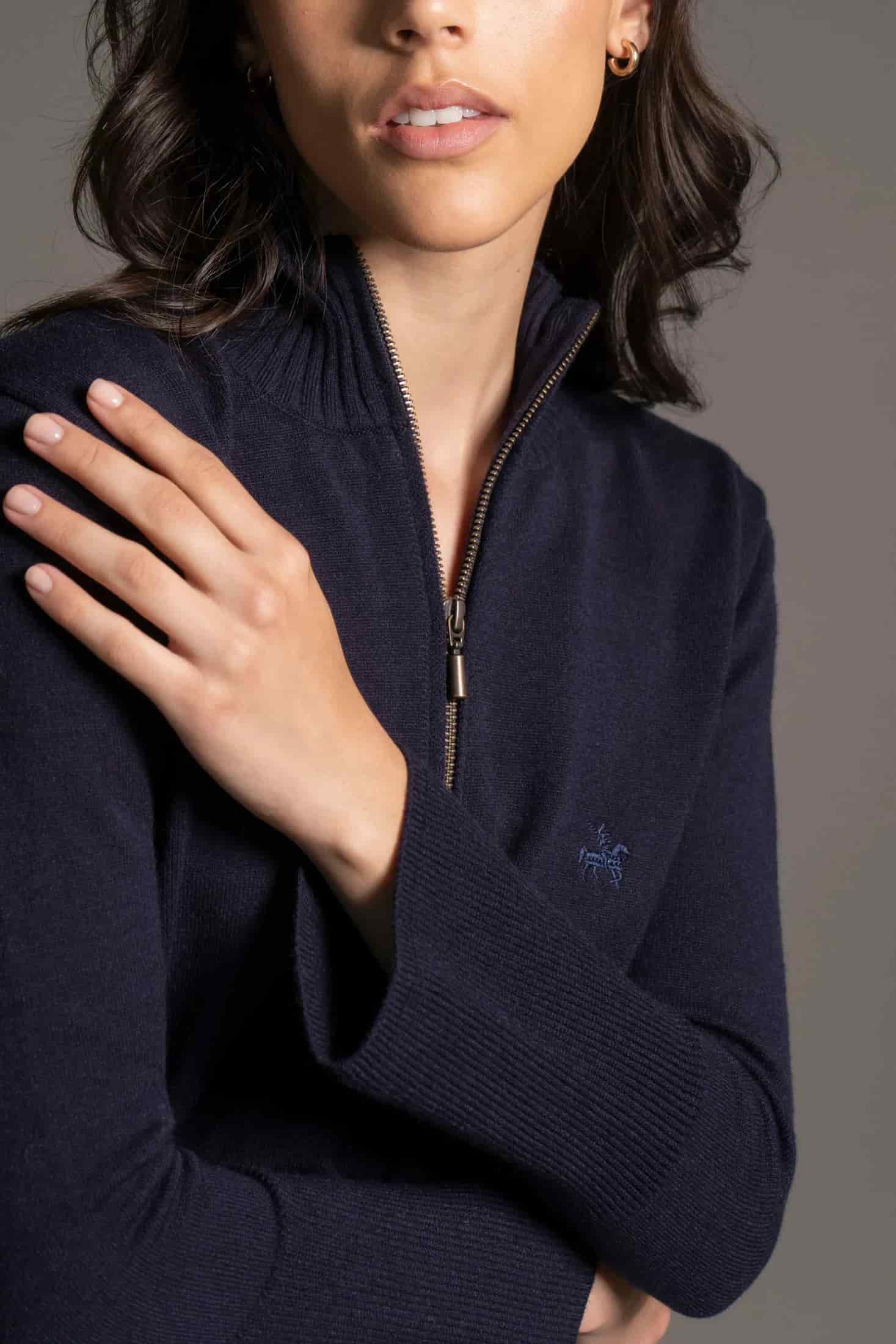 Suéter Go To Halfzip Mujer Azul Oscuro - miniatura 1