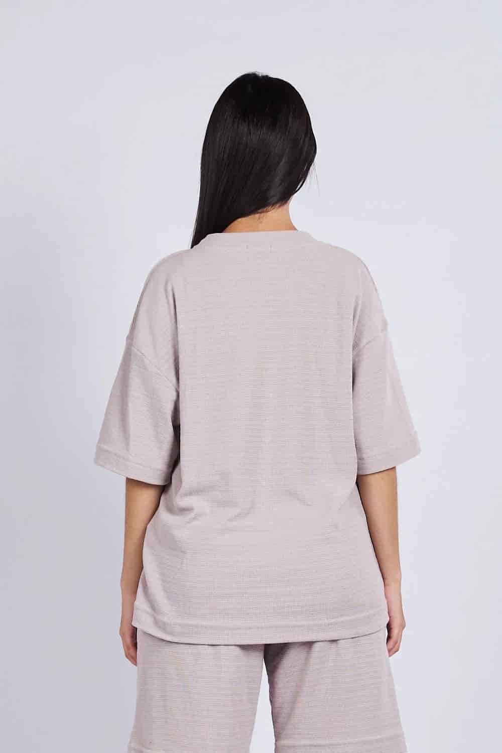 Camiseta oversize textura horizontal Caqui - miniatura 3