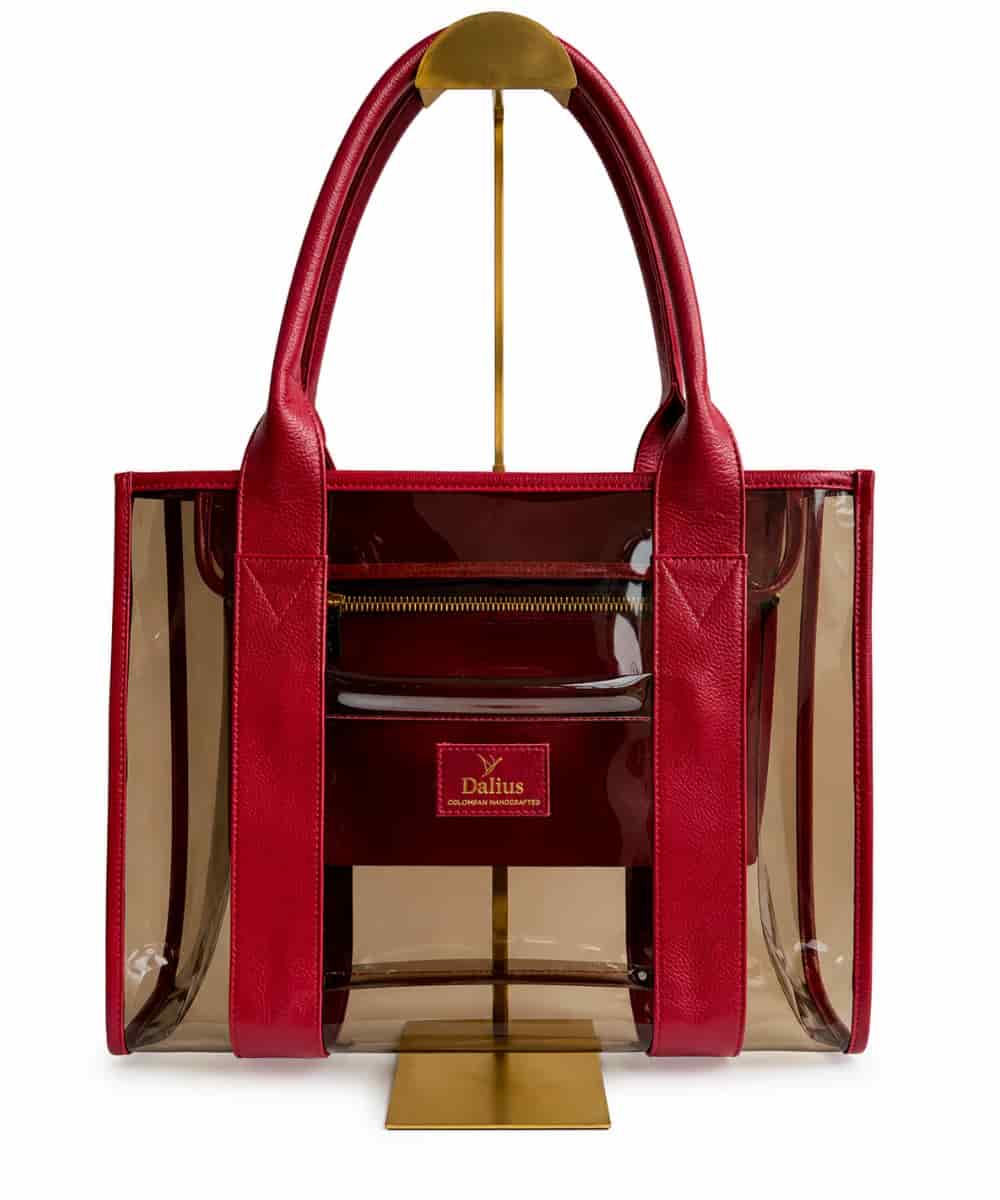 Bolso Tote Vinilo Oscuro Rojo - miniatura 1