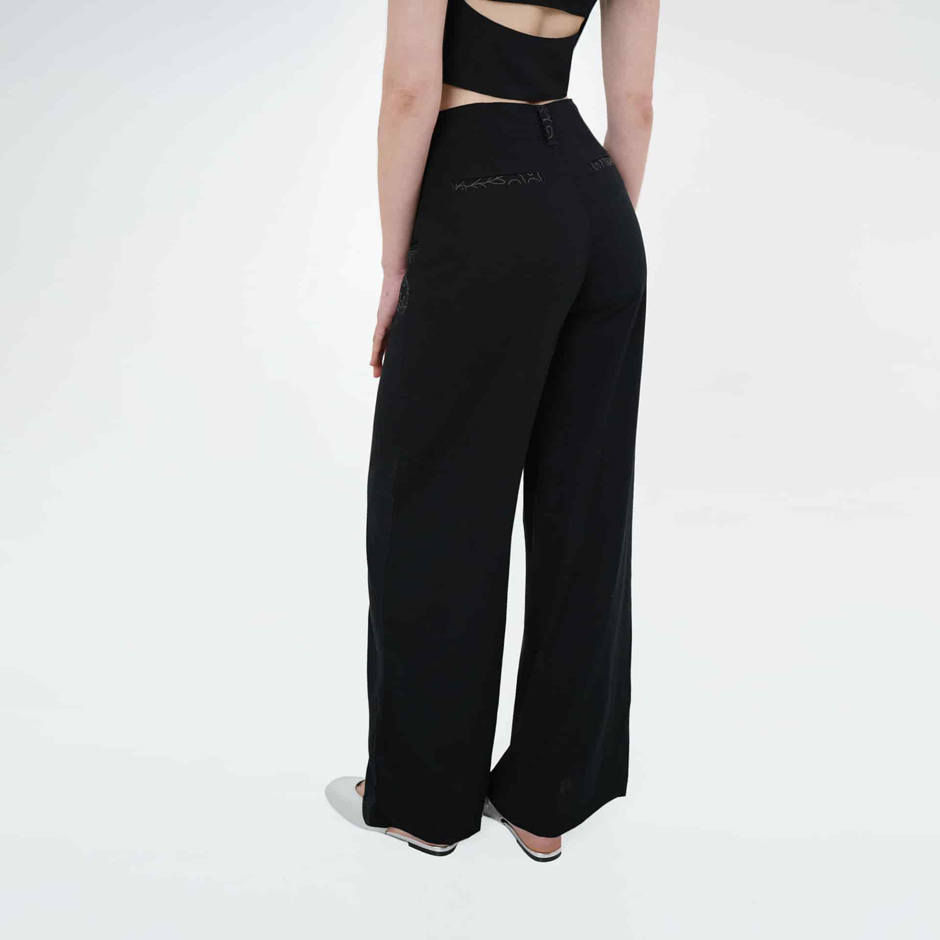 Pantalón ancho con grabado floral - miniatura 4