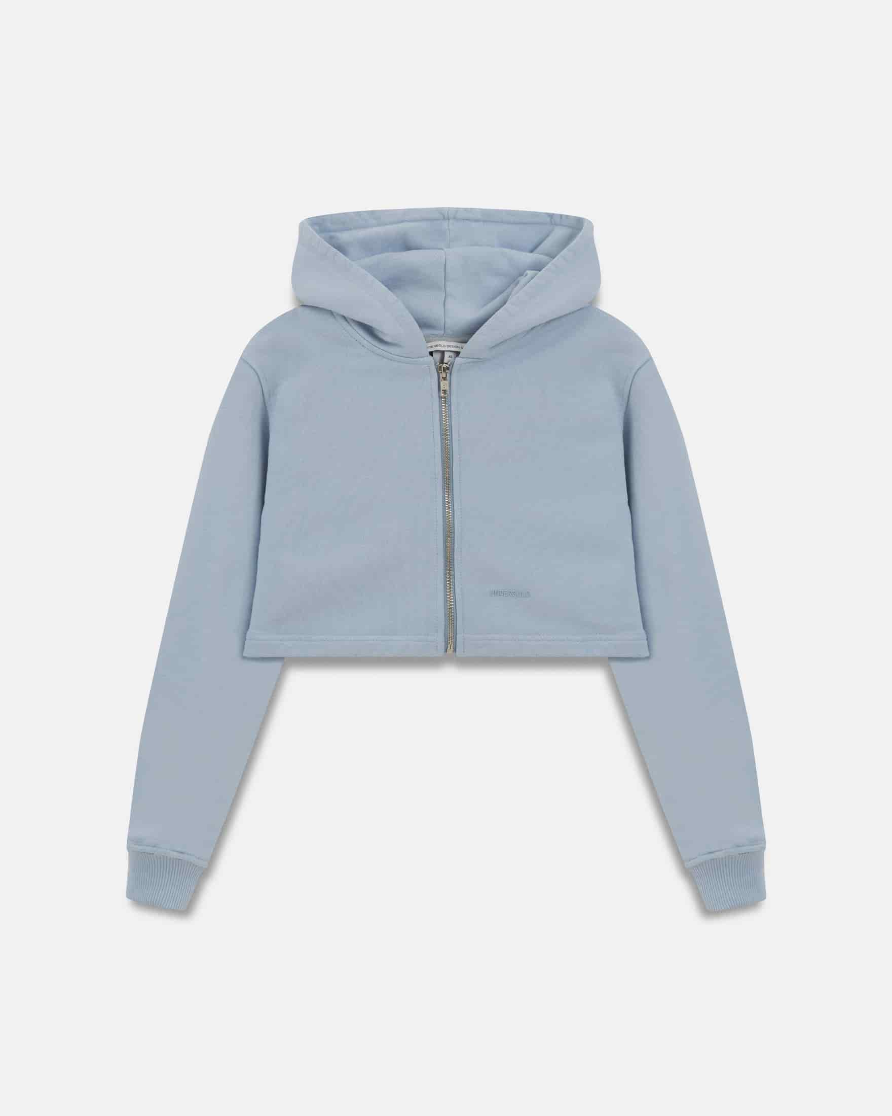 W Basics Undergold Zip Up Slim Fit Hoodie Light Blue - miniatura 1