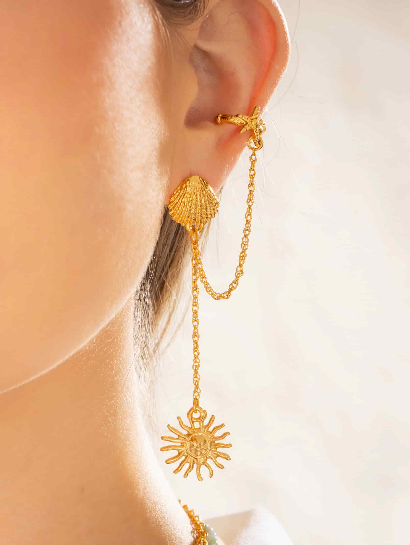 Aretes Solitario Concha - miniatura 1