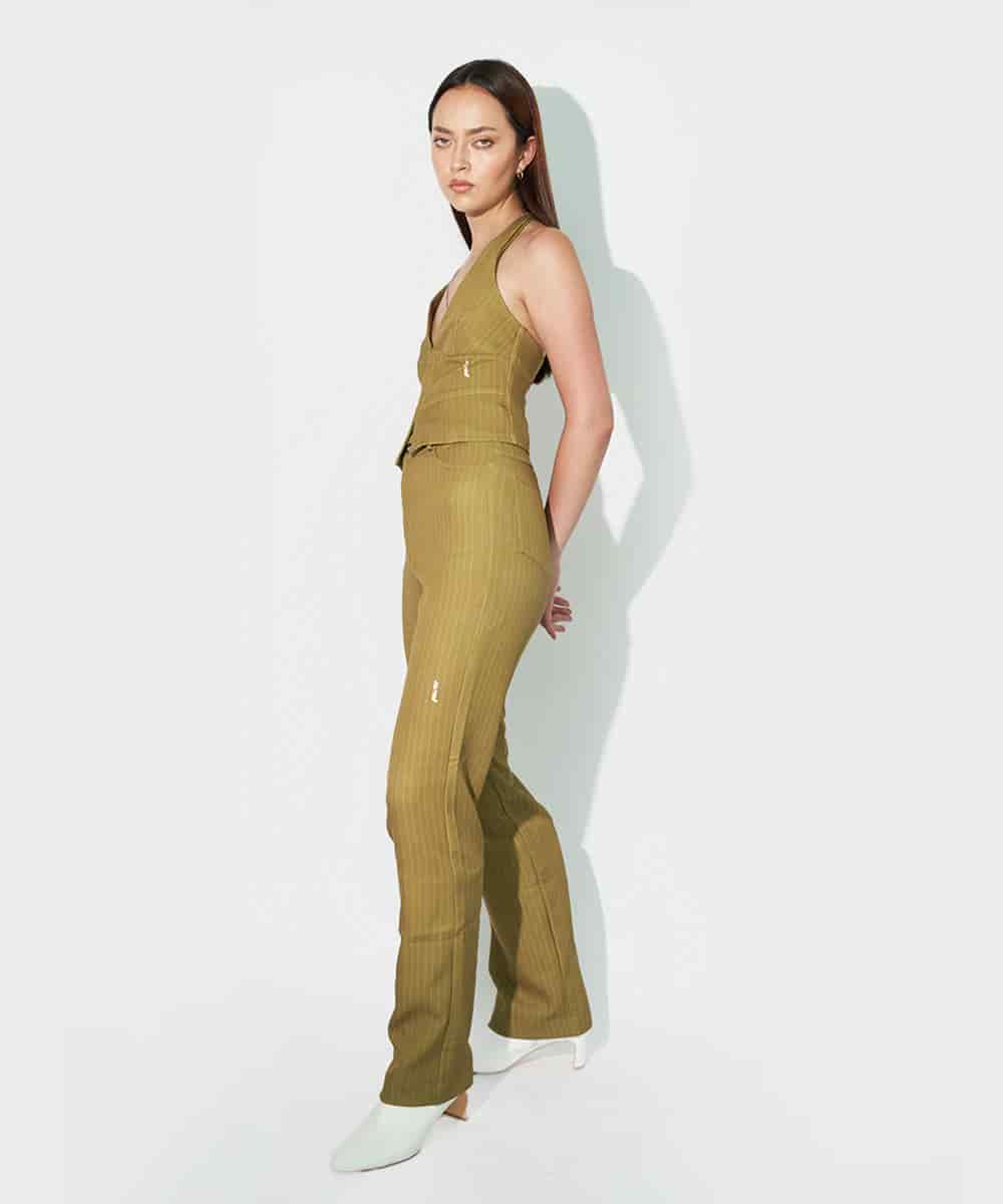 Halter Vest In Green Pinstripe - miniatura 4