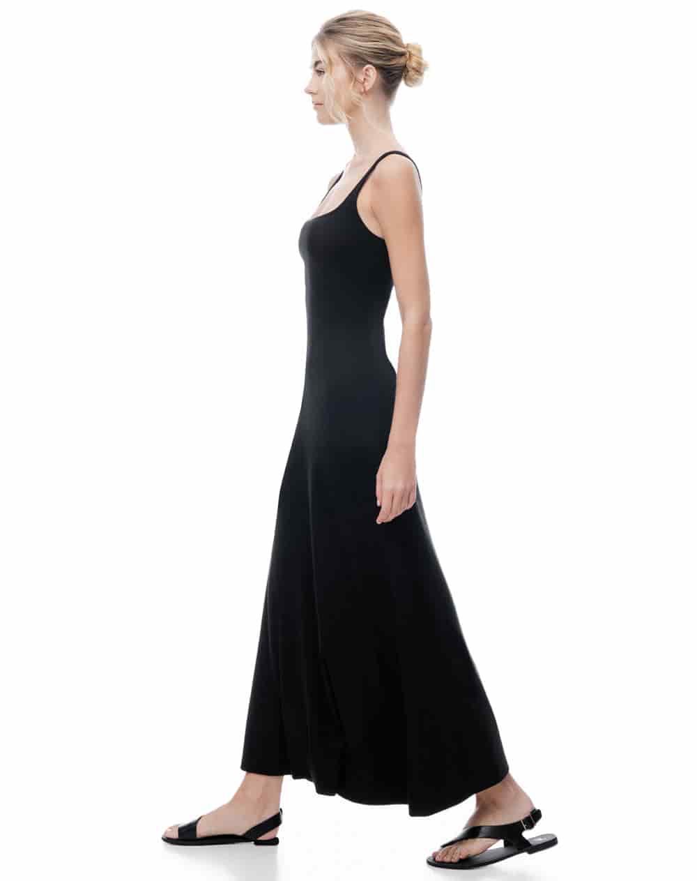 Vestido largo negro mujer - miniatura 1