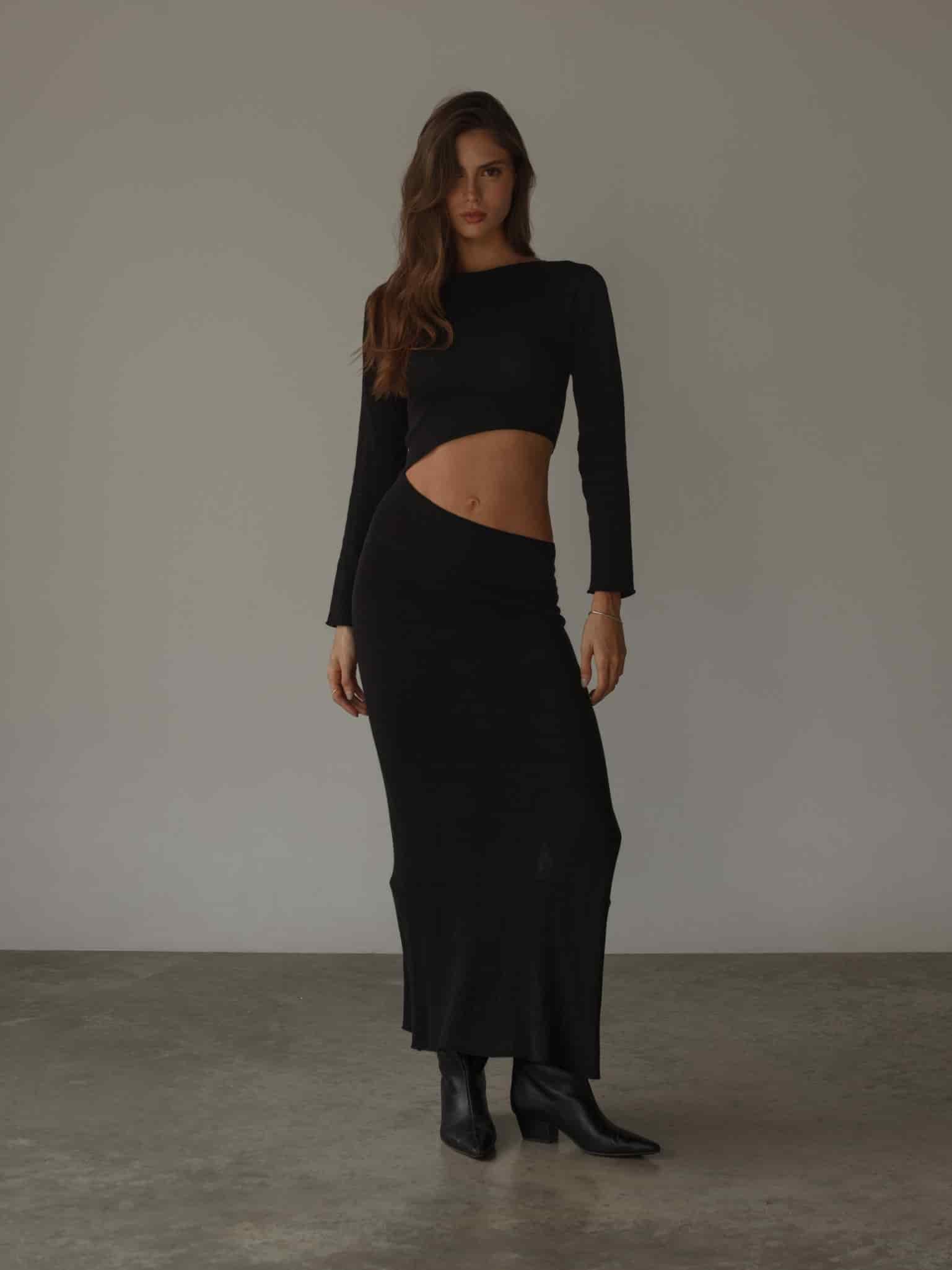 EDGE KNIT DRESS - BLACK - miniatura 1