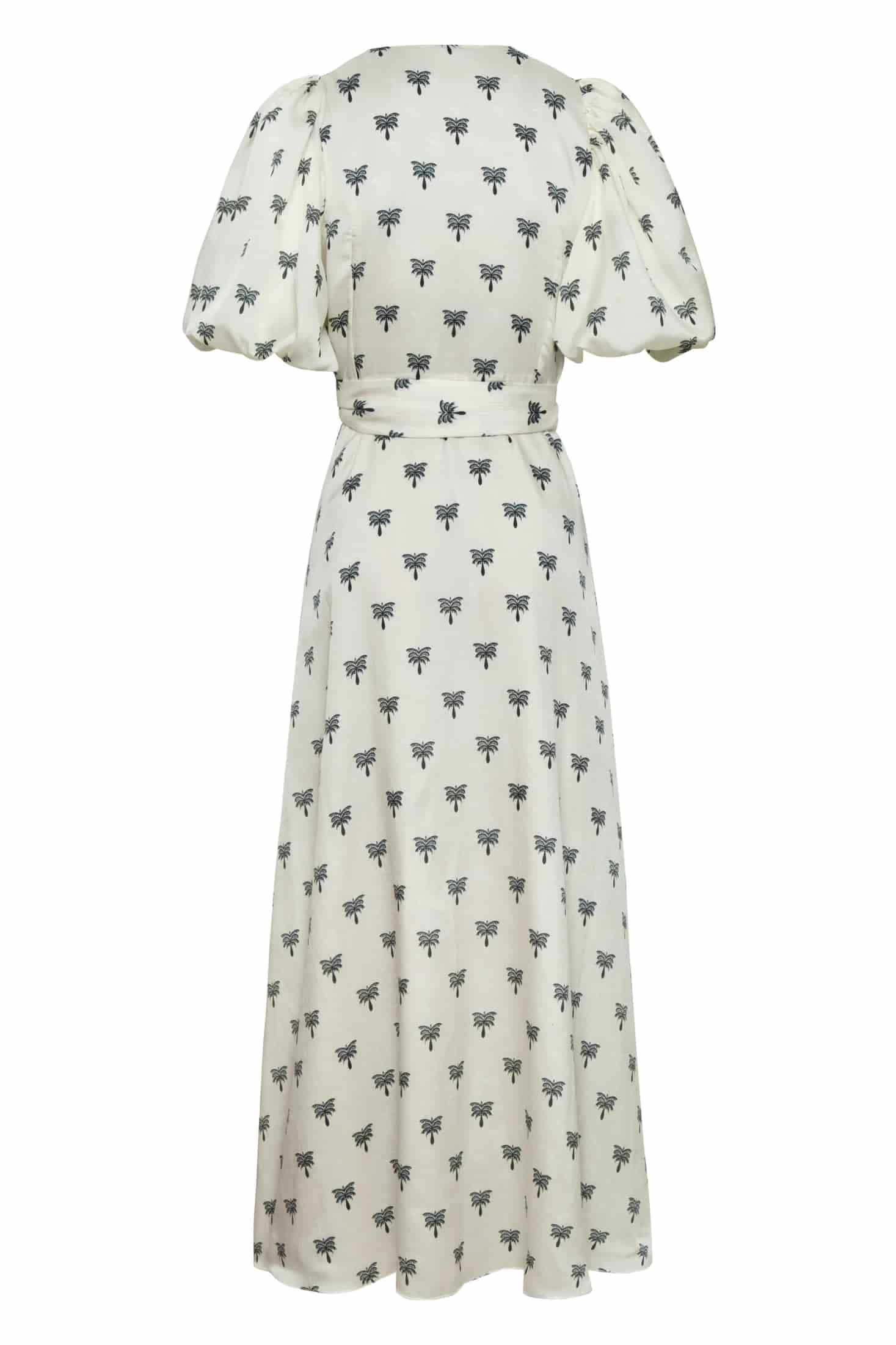 Ermita Martellato Silk Midi Dress / Ivory - Black Polka Palms - miniatura 6