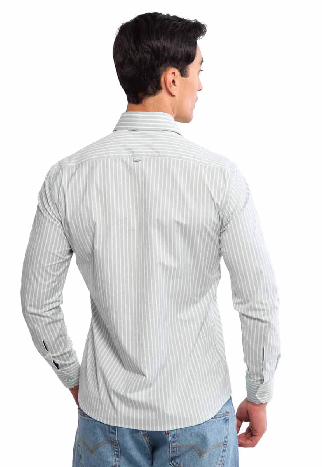 Camisa manga larga verde con rayas blancas - miniatura 3