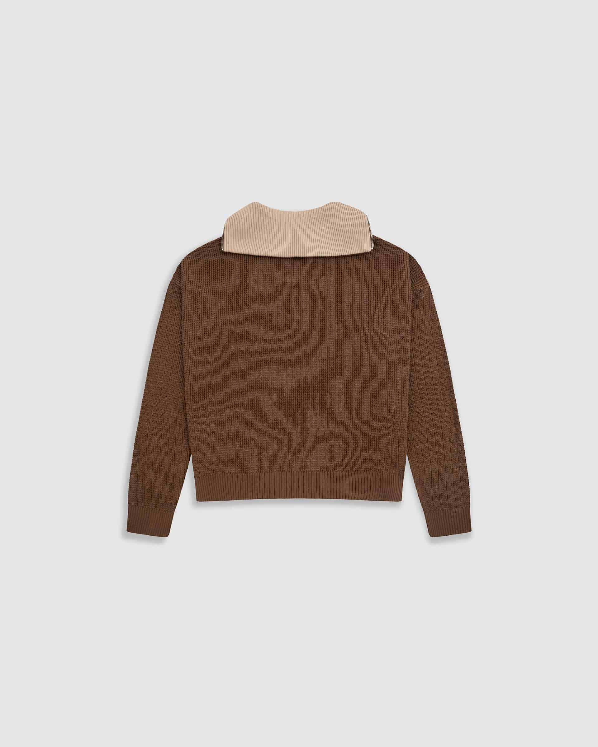 Zip Funnel Neck Knitwear - Café y Crema - miniatura 5