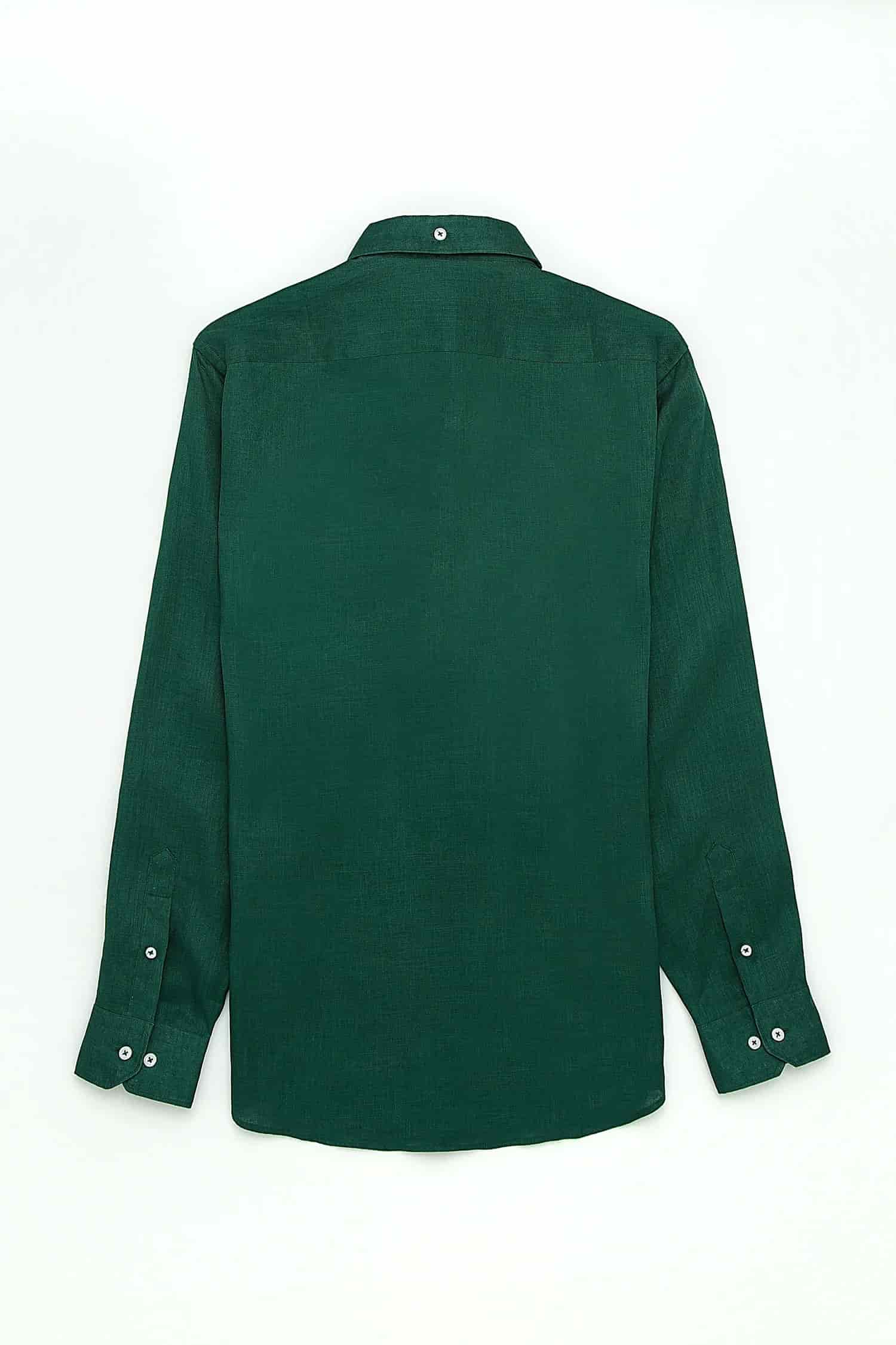 Camisa Button Down Lino Verde Bosque - miniatura 4