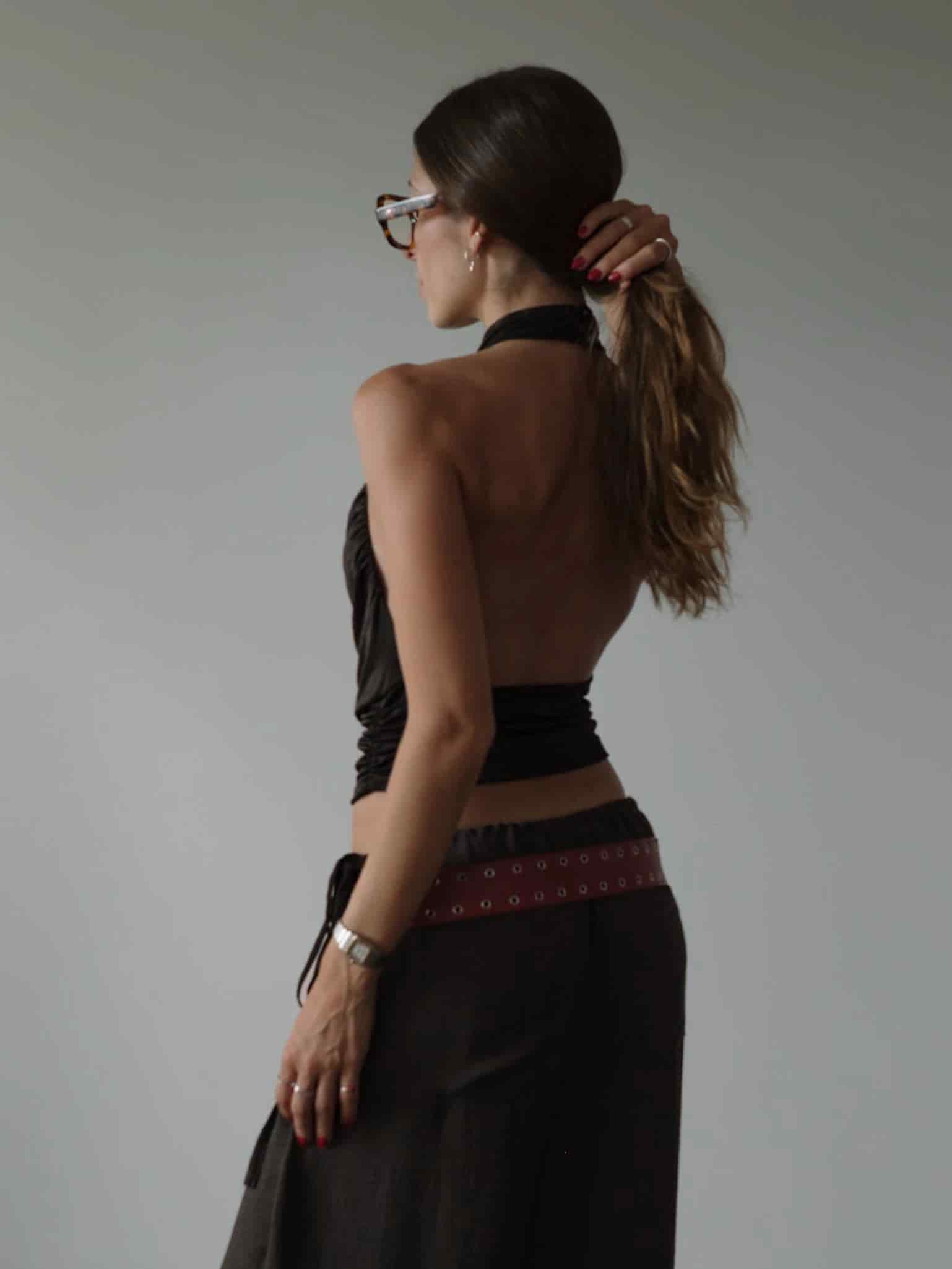 BOHO HALTER BLOUSE - BLACK - miniatura 6