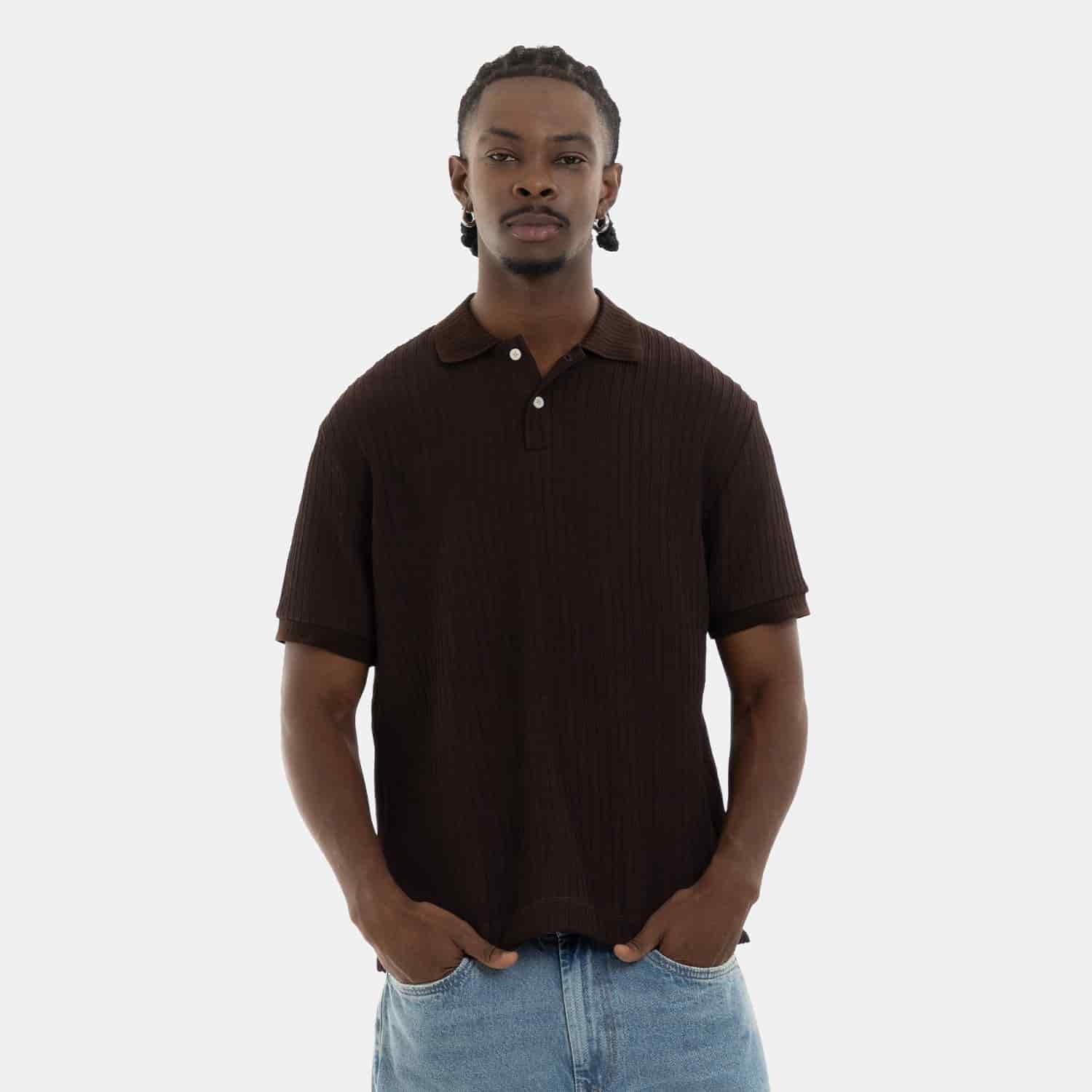 Refined Polo Knit Chocolate - miniatura 1