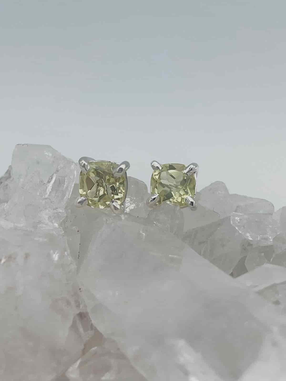 Aretes Cuarzo Limón cuadrados - miniatura 1
