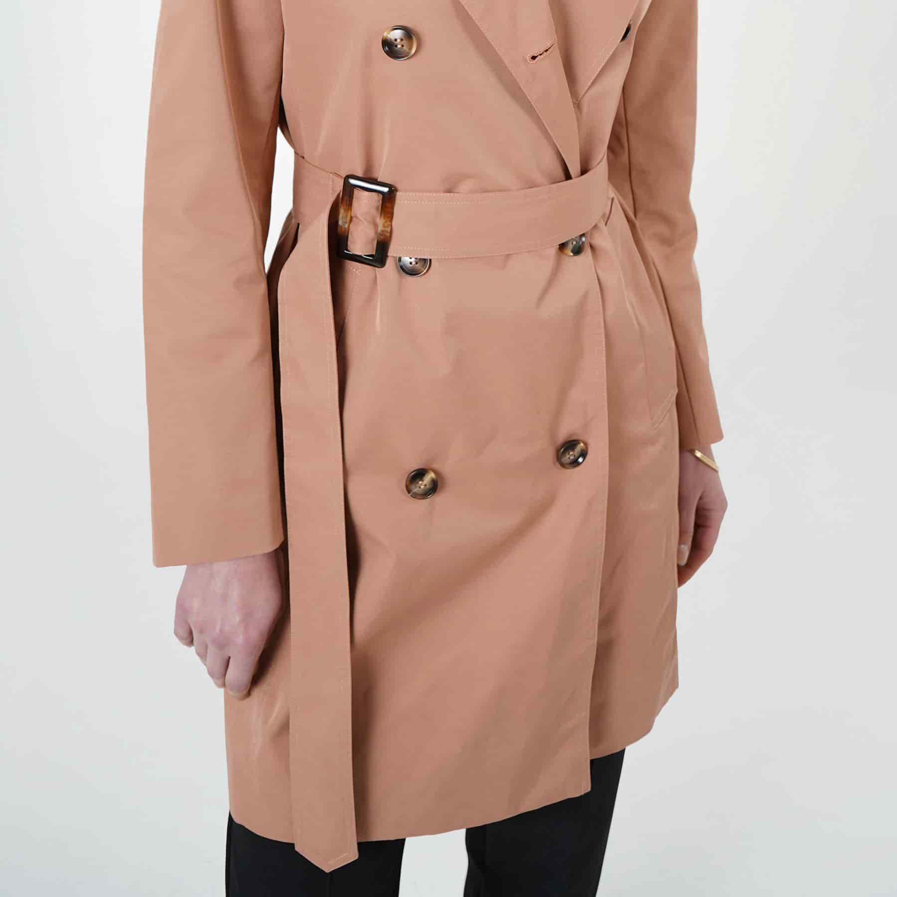 Chaqueta gabardina cruzada cuello alto con correa - miniatura 2