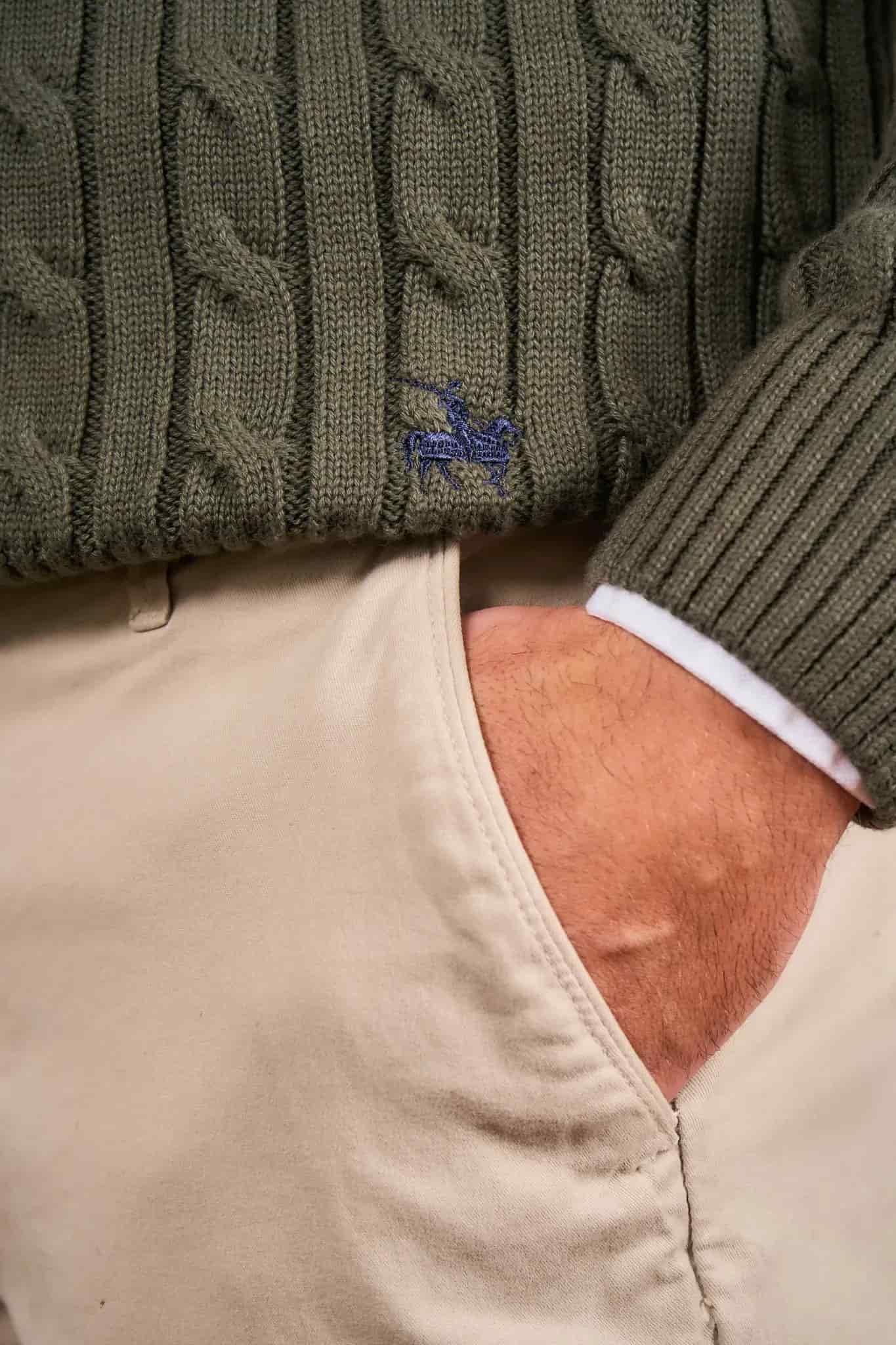 Suéter Halfzip Trenzado Hombre Verde - miniatura 8