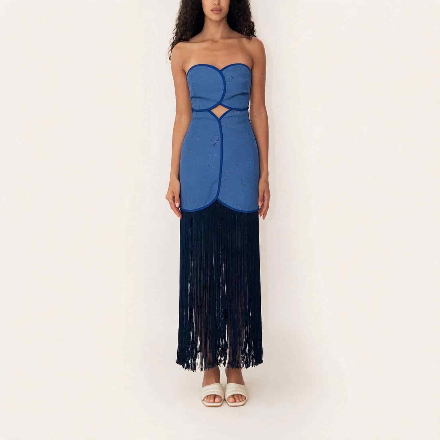 JOAQUINA DRESS DEEP SEA BLUE SEASHELLS - miniatura 2