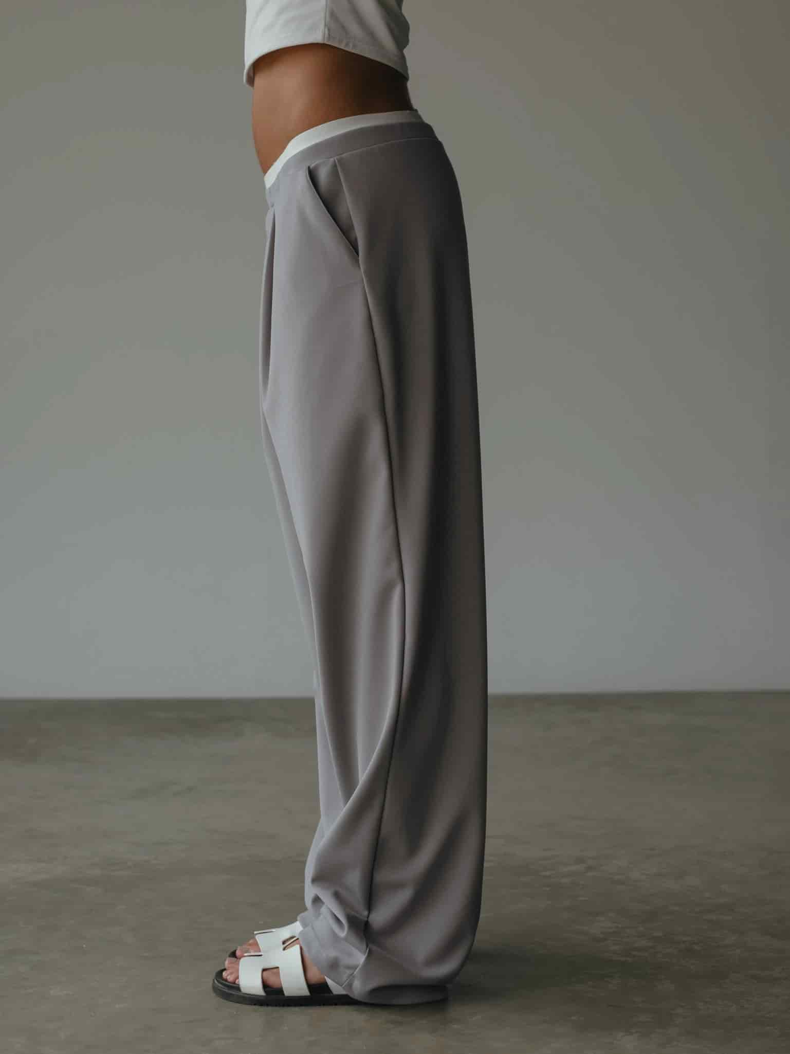 WIDE LEG BAND PANT - LIGHT GRAY - miniatura 6