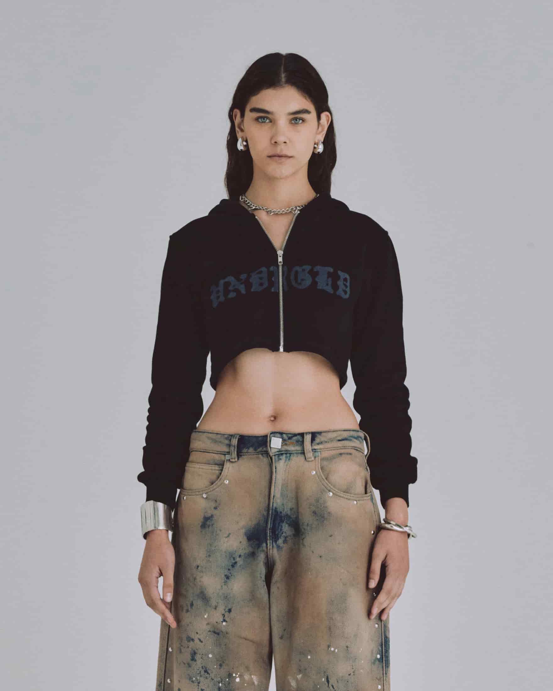 W 94' UNDRGLD Zip Up Slim Fit Hoodie Black - miniatura 2