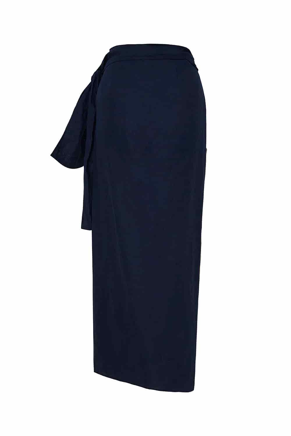 Falda Samoa con bordado Azul Navy lino - miniatura 4