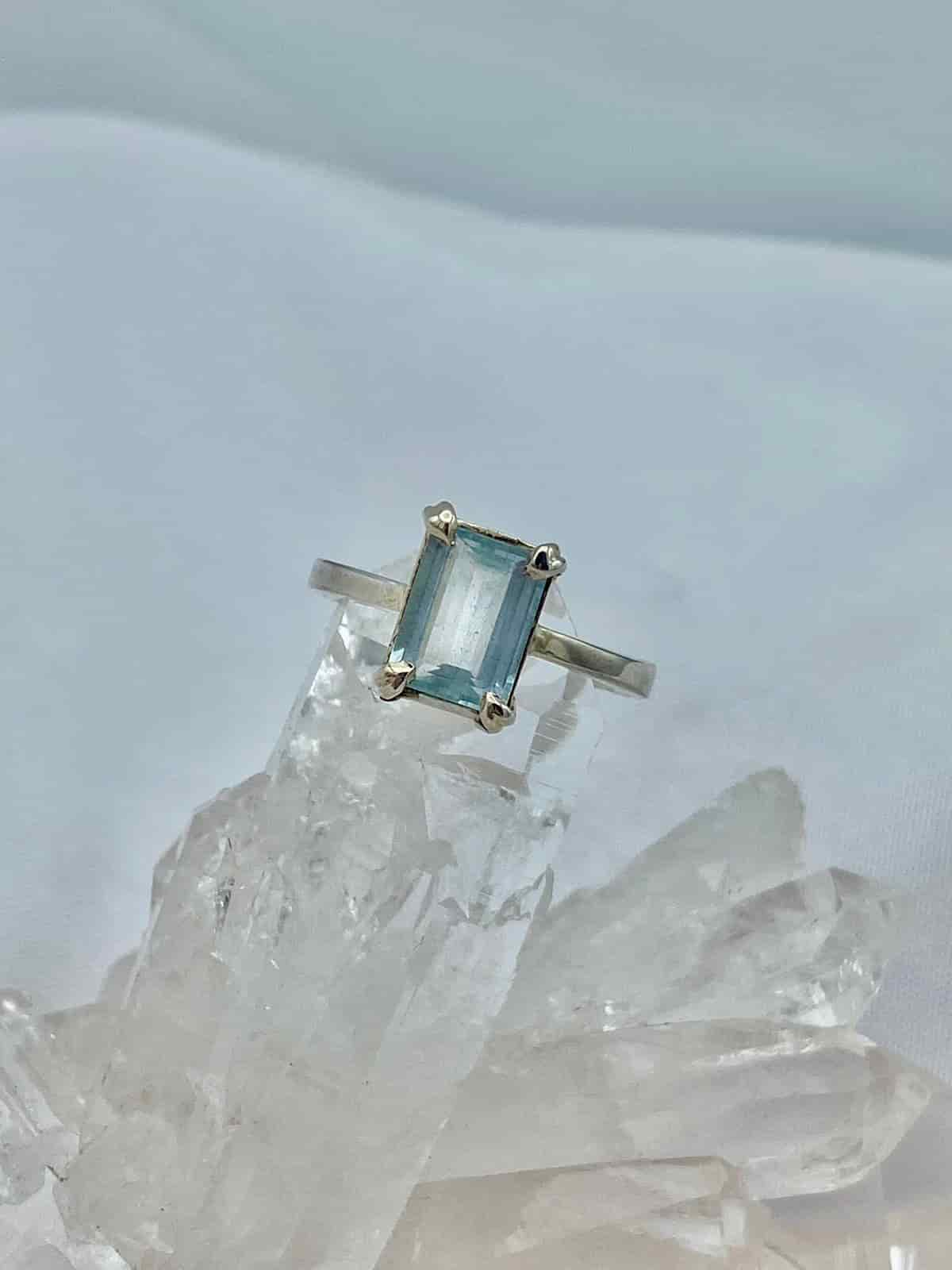 Anillo Aguamarina Rectangular - miniatura 3