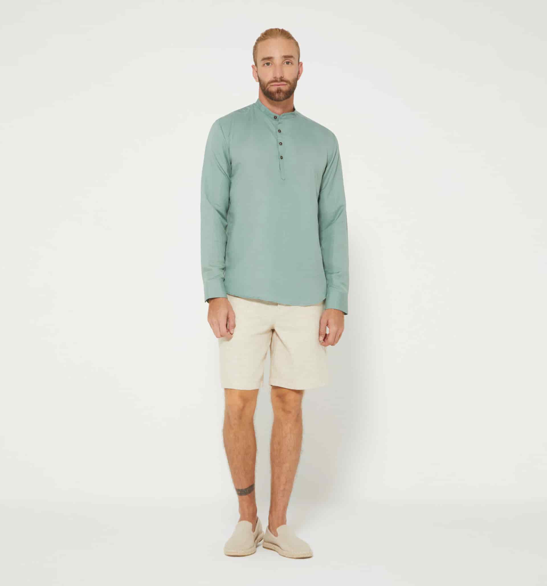 Camisa lino para hombre cuello nerú - miniatura 12