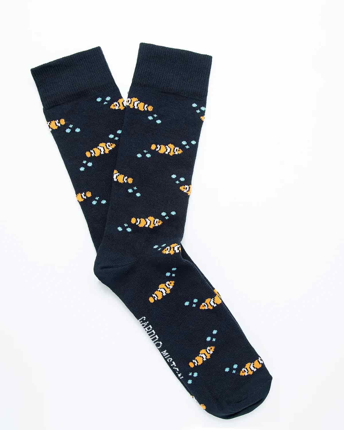 Medias Algodón Estampado Peces - Fondo Azul - miniatura 3
