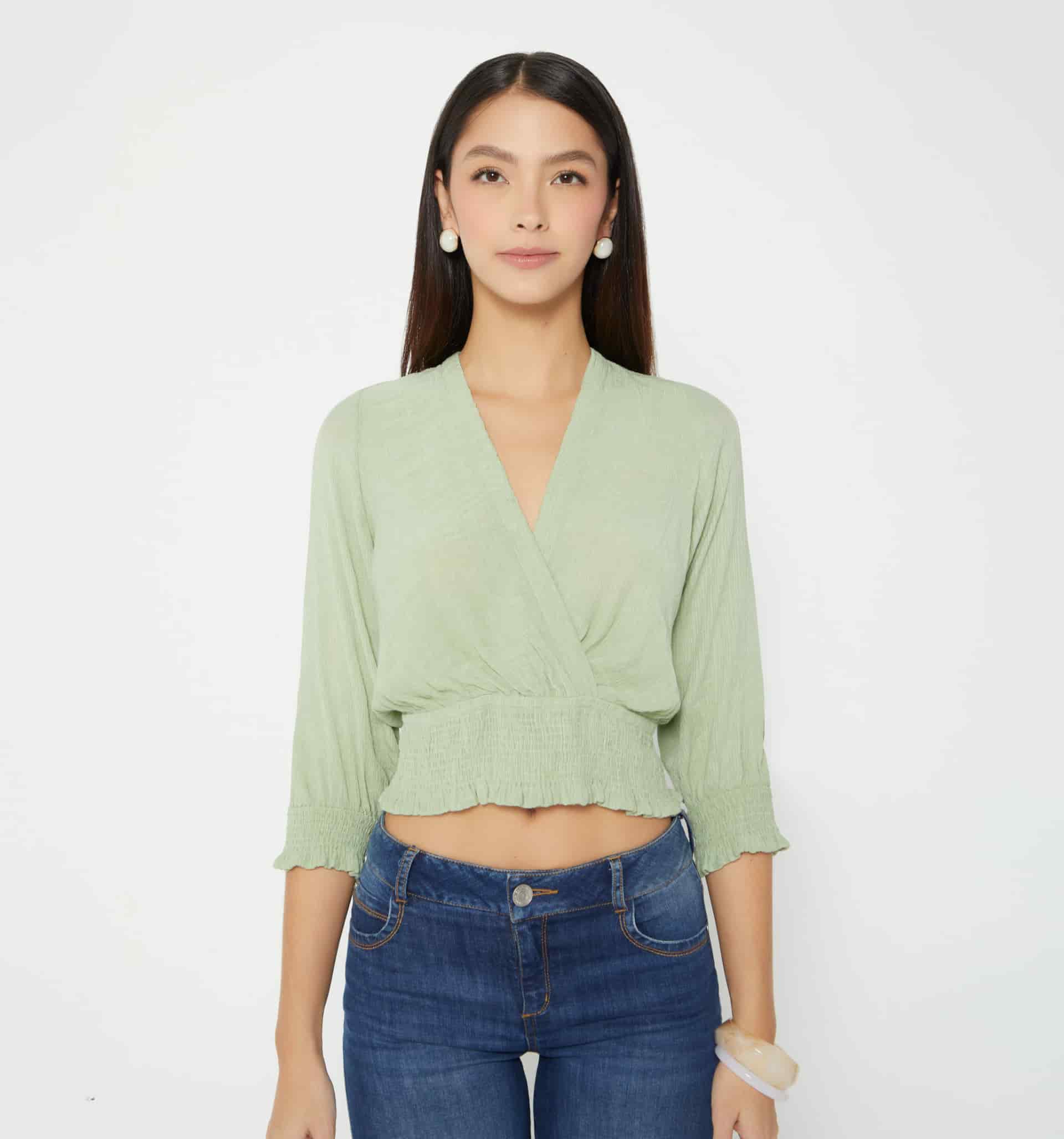 Blusa cruzada con fajon ruchado - miniatura 2