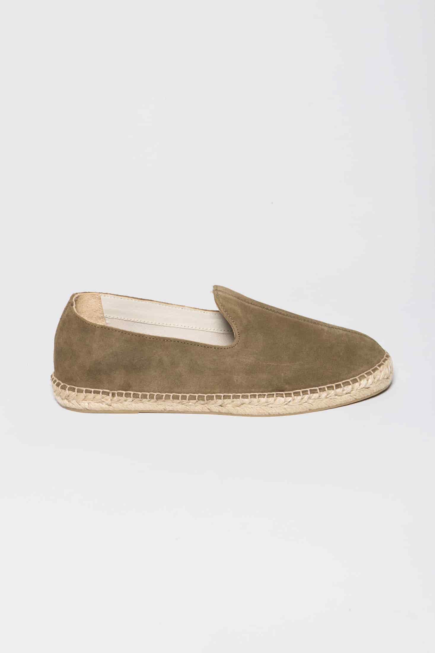 Men's leather espadrille kaki canvas - miniatura 1