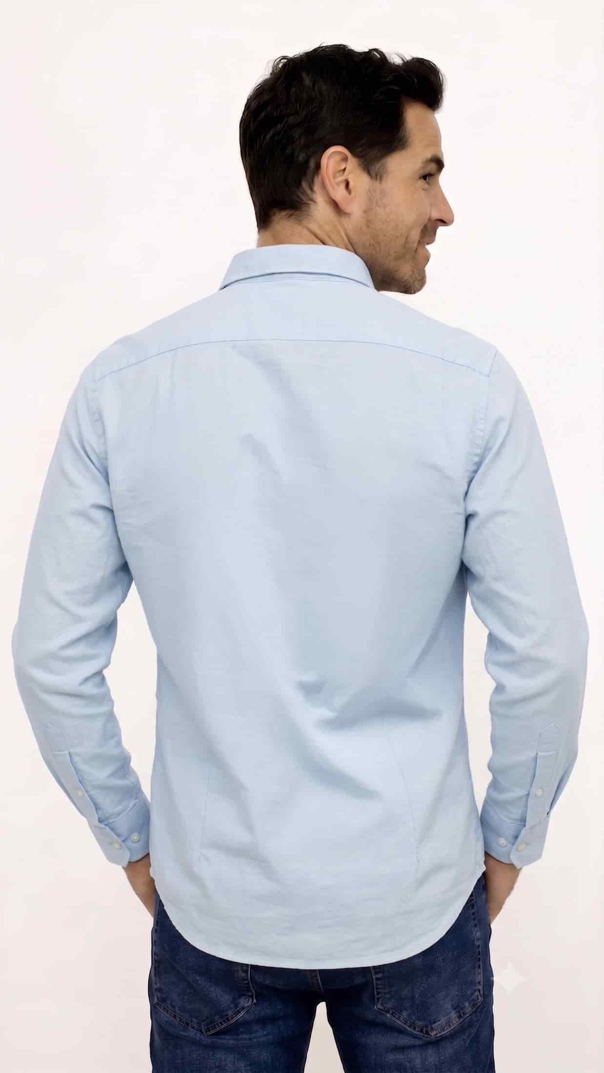 CAMISA MANGA LARGA AZUL OXFORD PARA HOMBRE - miniatura 2