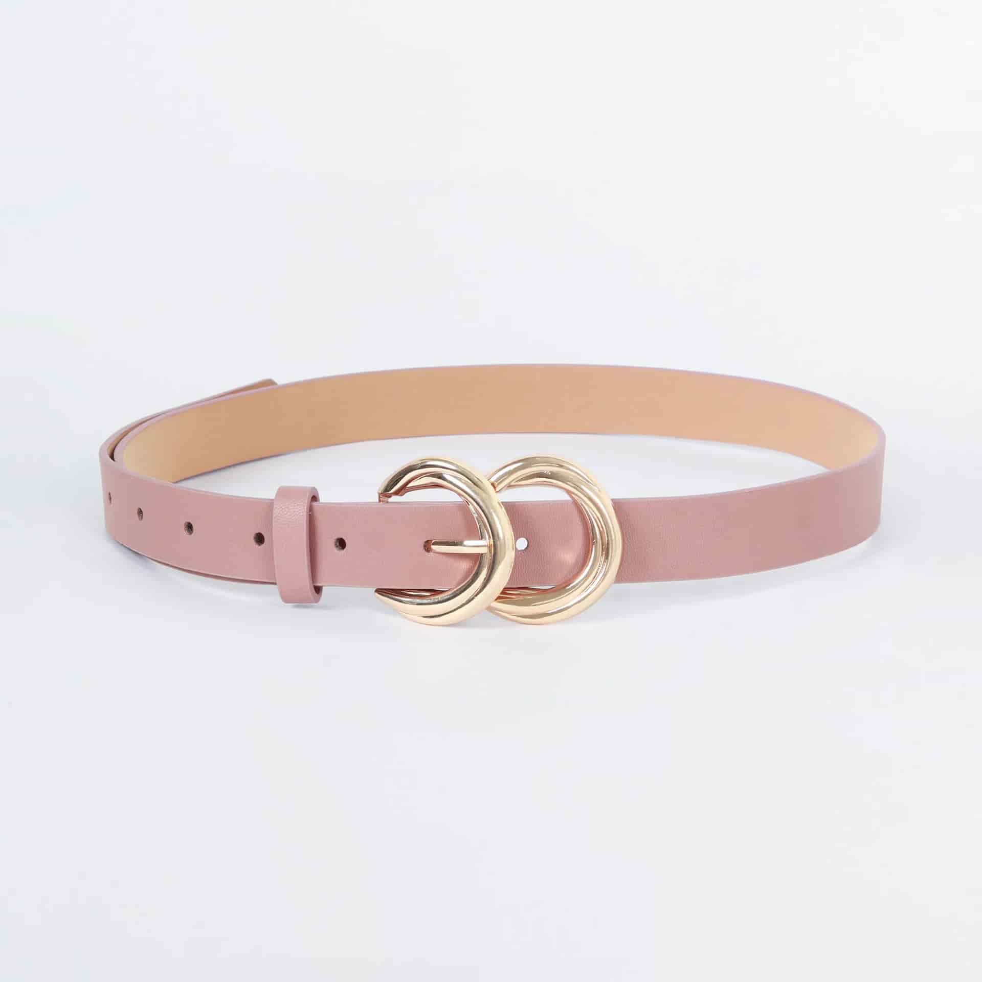 Cinturon Doble Hebilla Acanalada Rosa - miniatura 3
