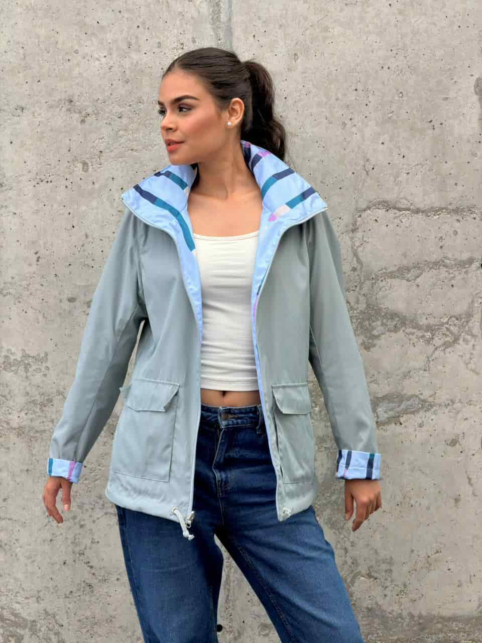 Chaqueta Doble Faz Azul Gris - miniatura 5