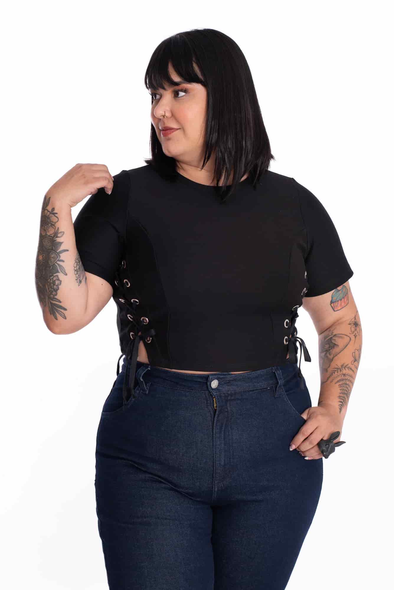 Crop Top Hoops Negro - miniatura 6