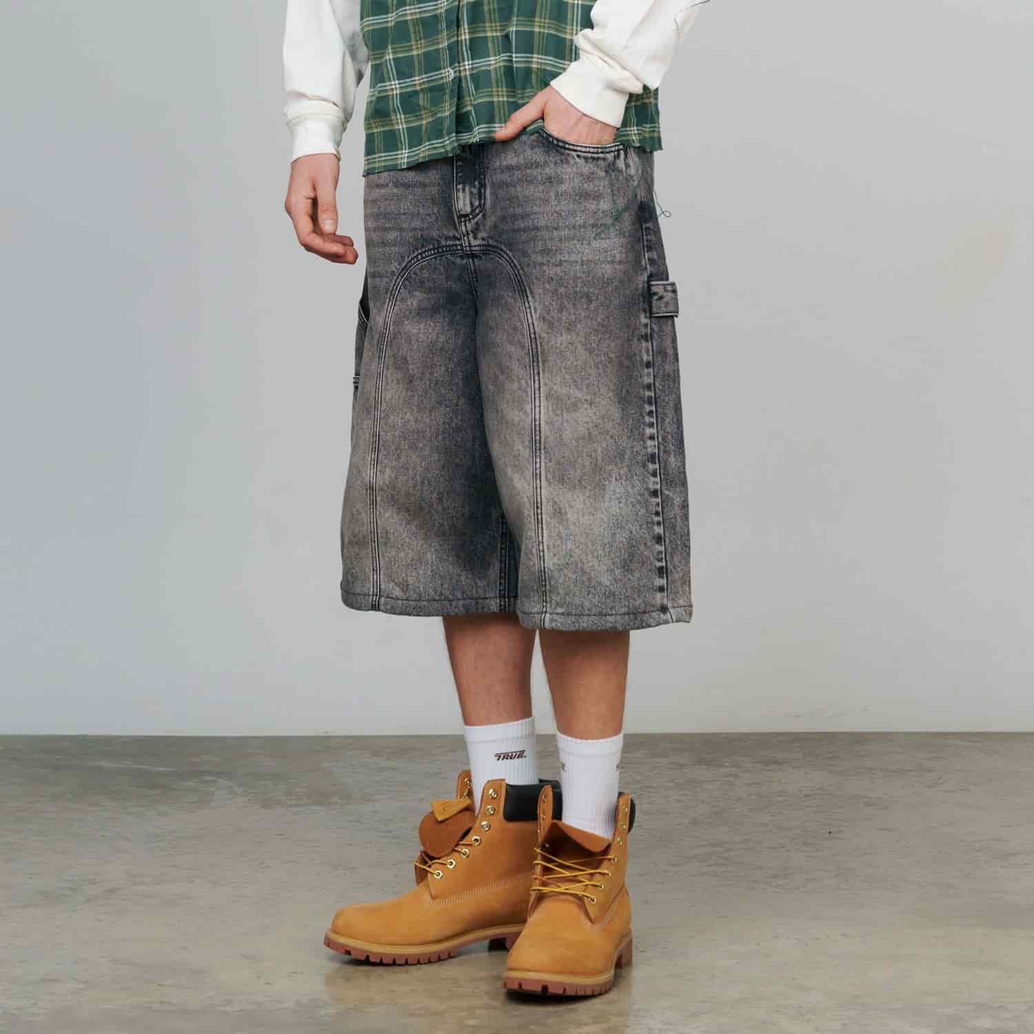 Slashed Denim Jorts - Black - miniatura 2