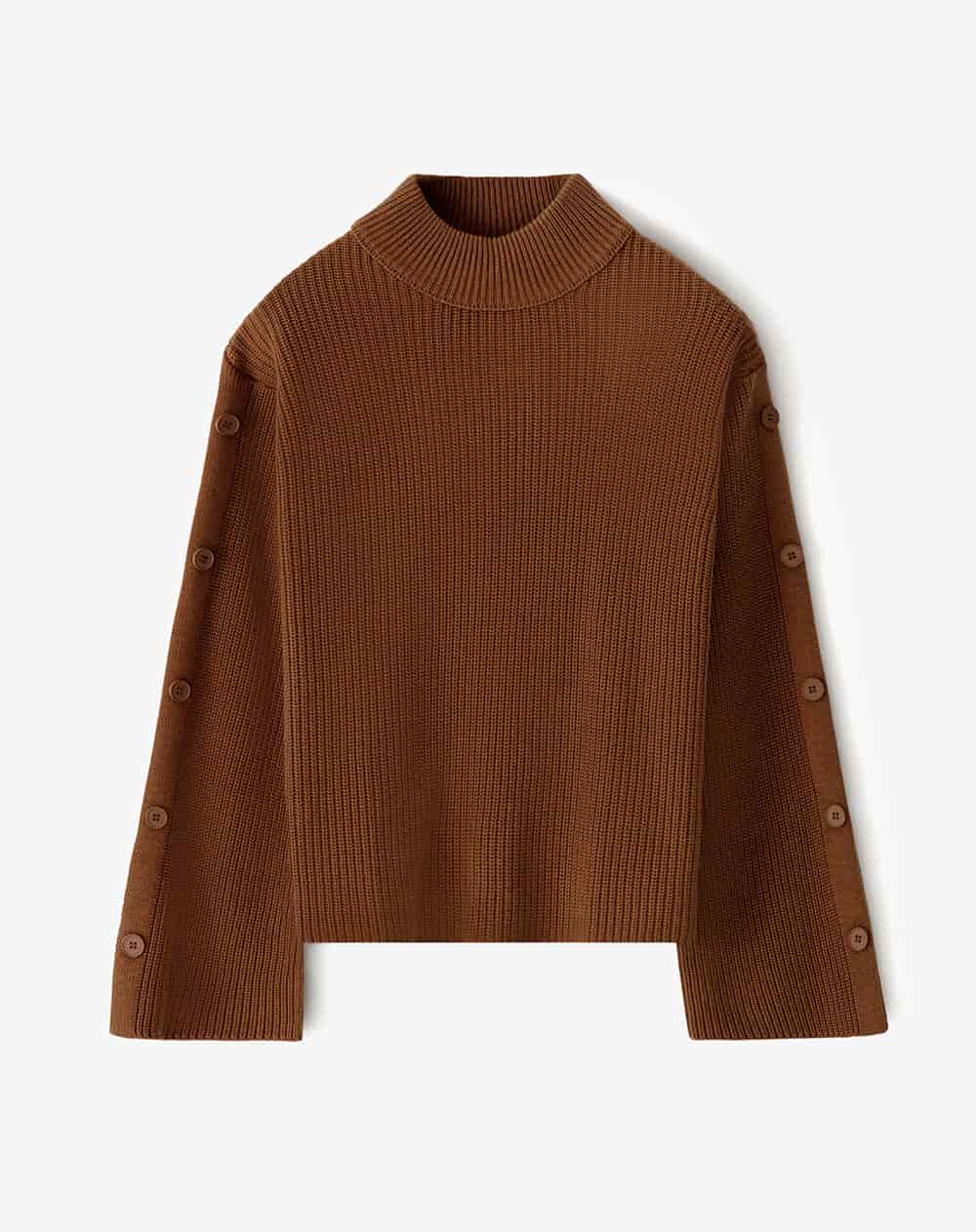 Suéter regular tejido algodón caramelo mujer - miniatura 5