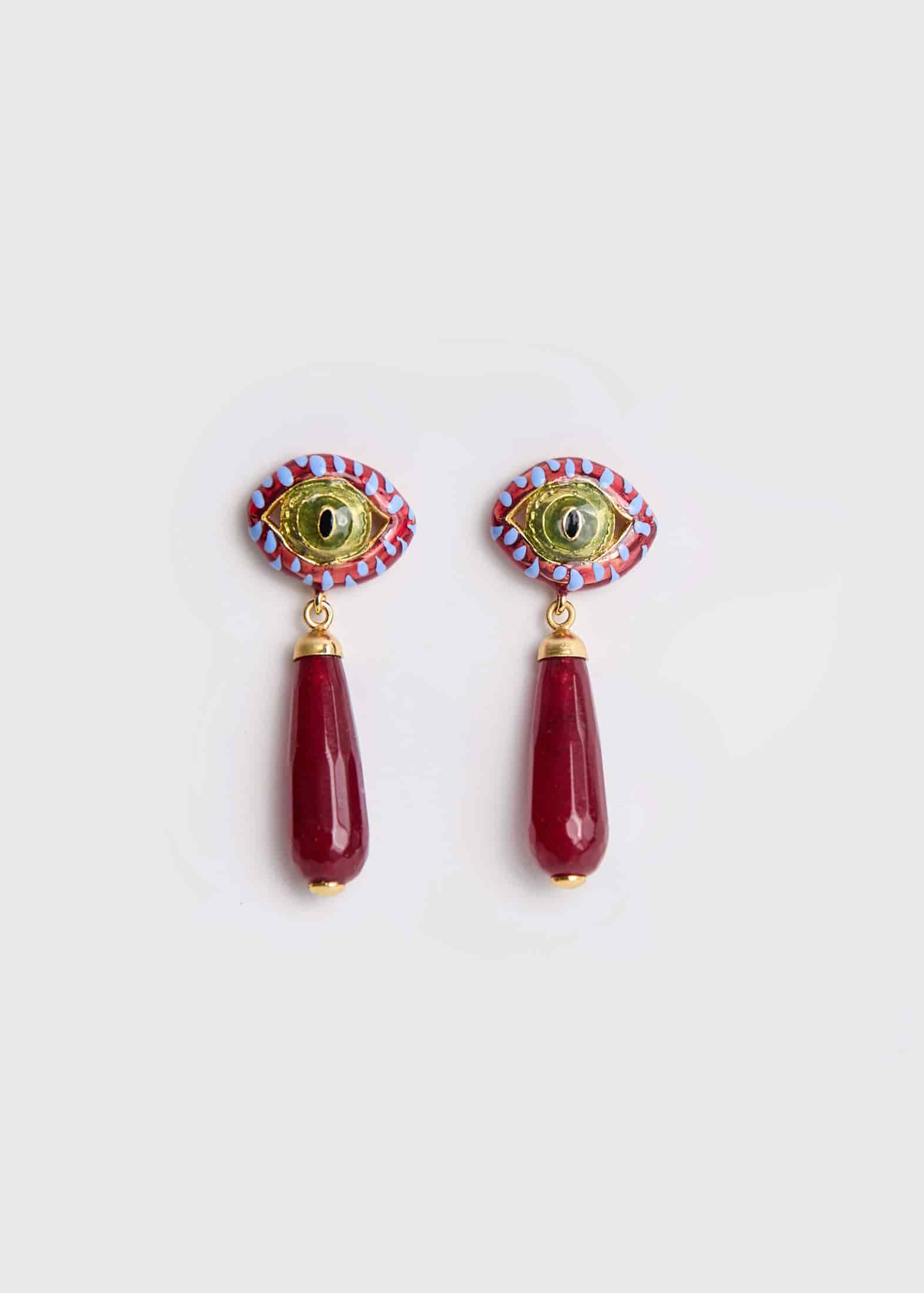 Aretes Cat Drop Burgundy - miniatura 3