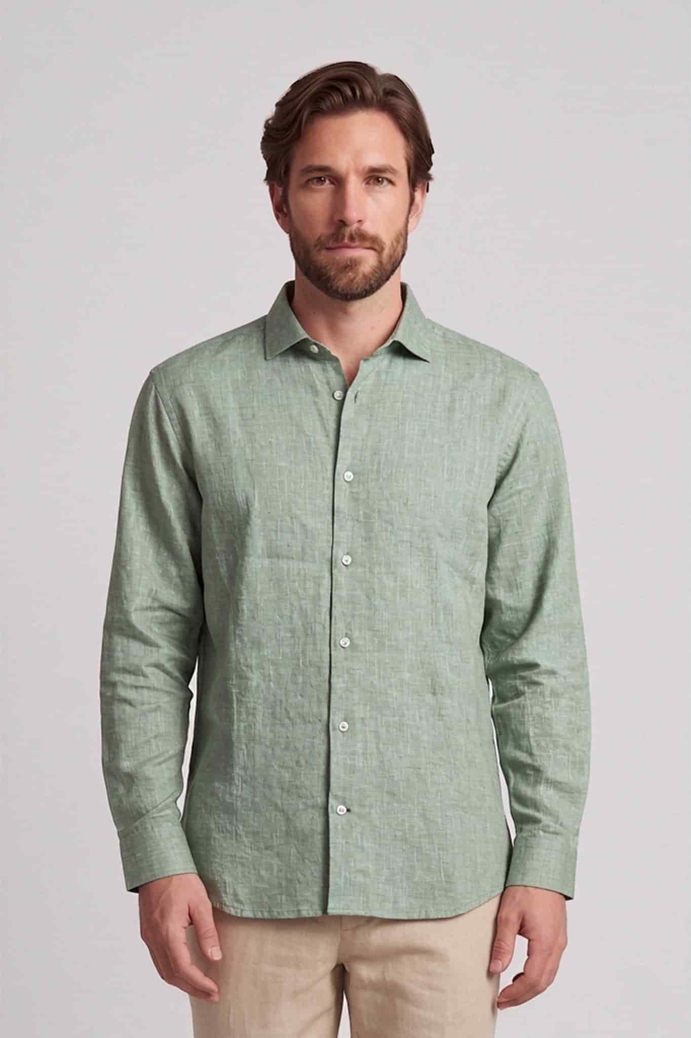 Camisa lino algodon manga larga para hombre Jon Sonen 010225057 - miniatura 1