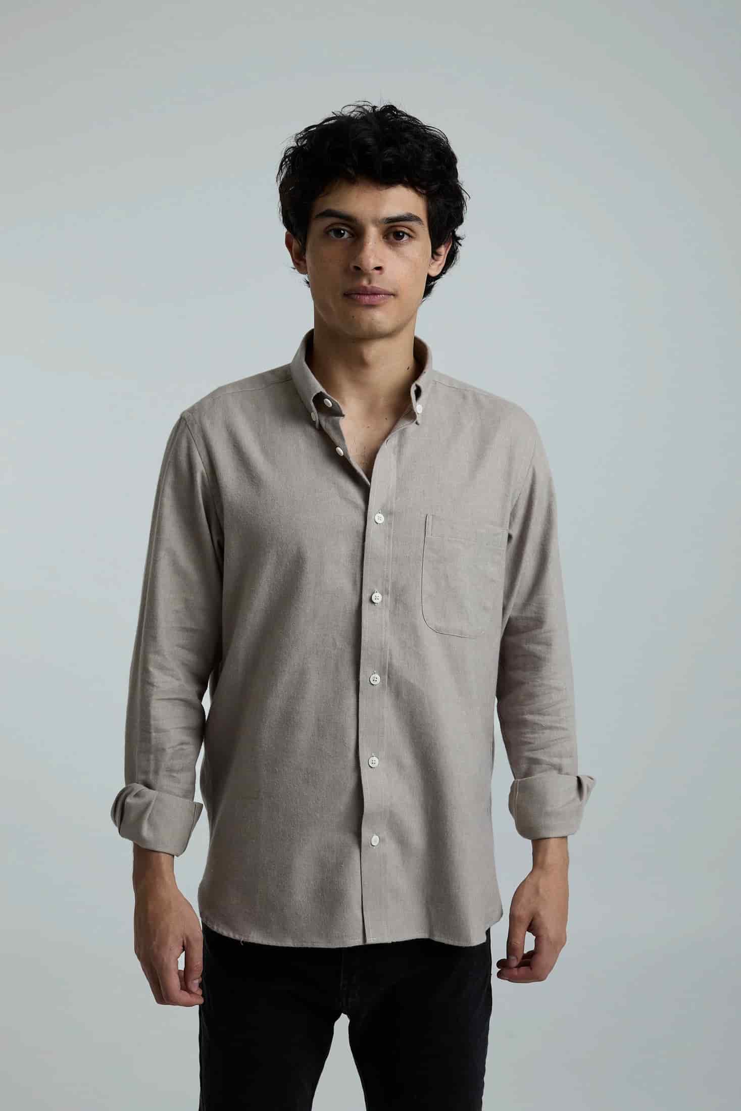 Camisa twill beige - miniatura 7