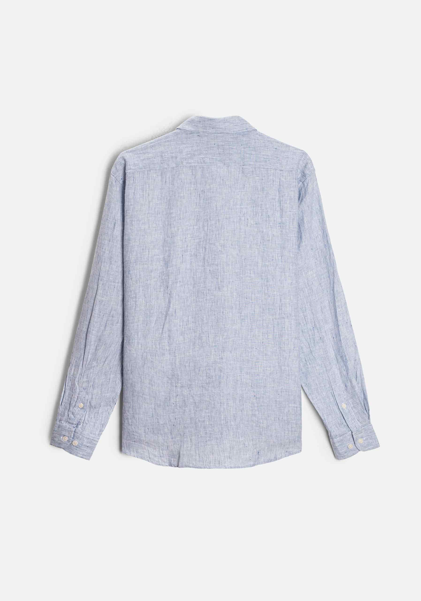 Camisa H CBD Lino Rayas Delg Azul Osc-Blanco L-Fuc - miniatura 4