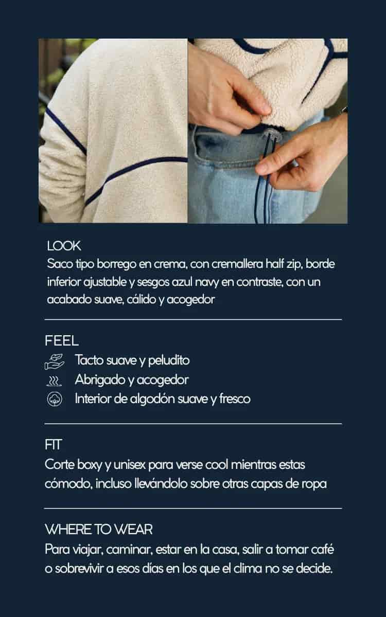 SACO OVEJERO BOXY CREMA - UNISEX - miniatura 7