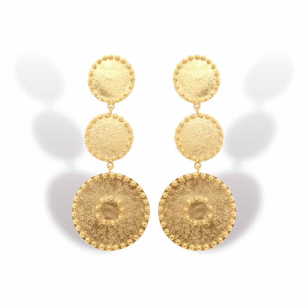 Aretes con 2 círculos y medallón precolombino - miniatura 1