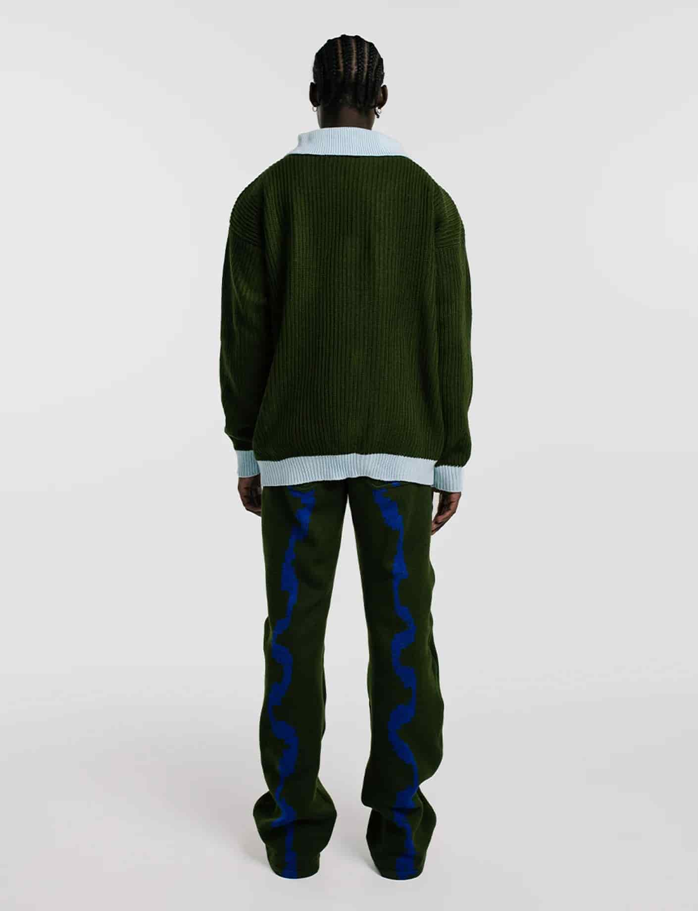 MILITARY GREEN RIB POLO CARDIGAN - miniatura 2