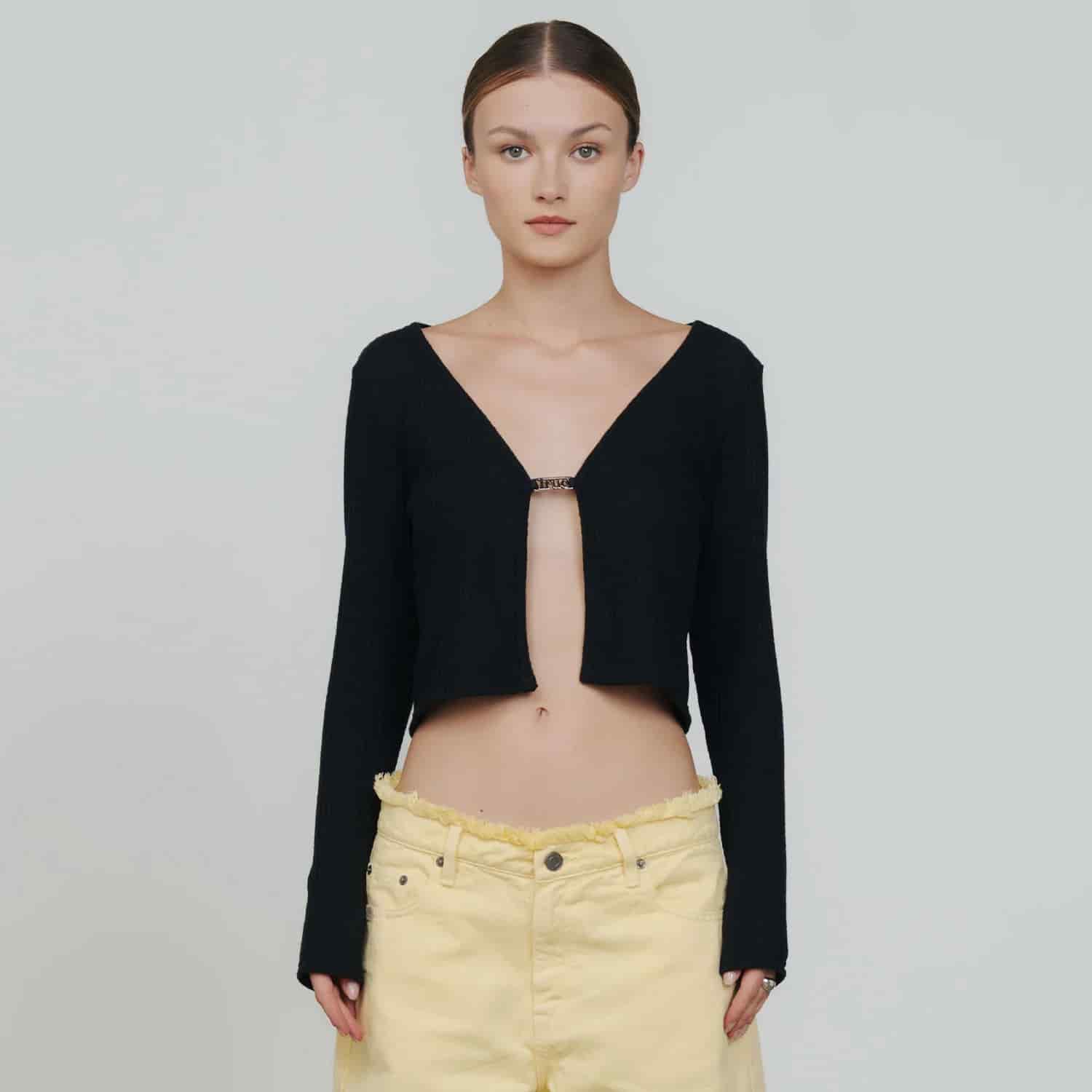 Knit LS Tee - Black - miniatura 7